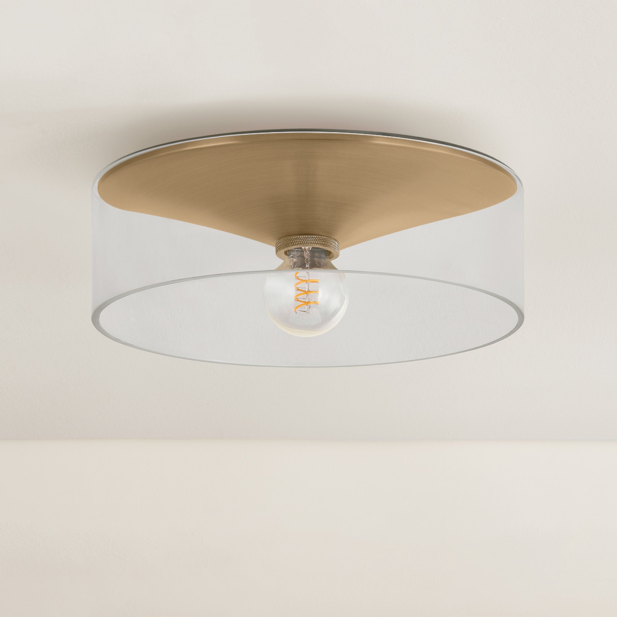 Killian 1-Light Flush Mount in Patina Brass 16W x 6.5H