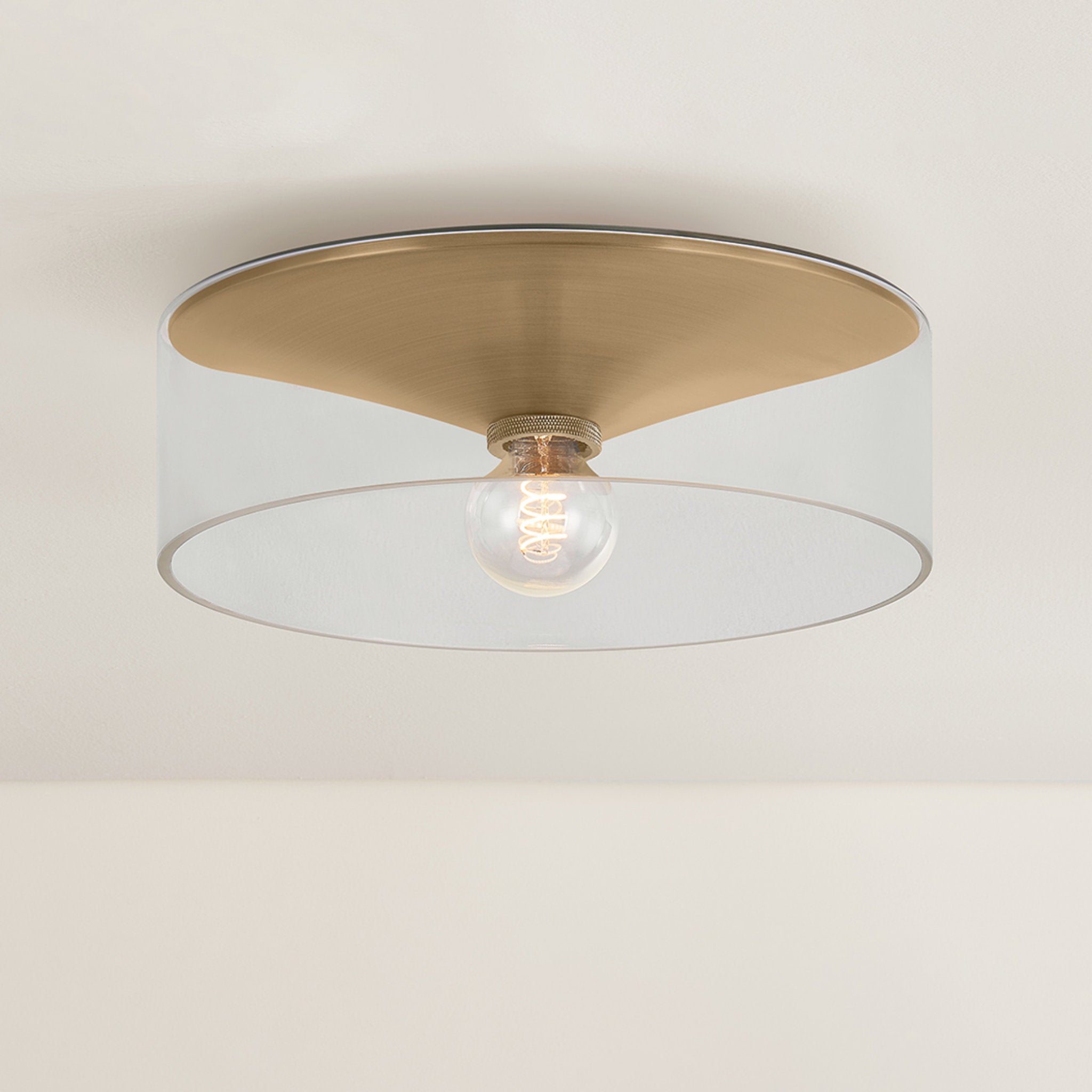 Killian 1-Light Flush Mount in Patina Brass 16W x 6.5H