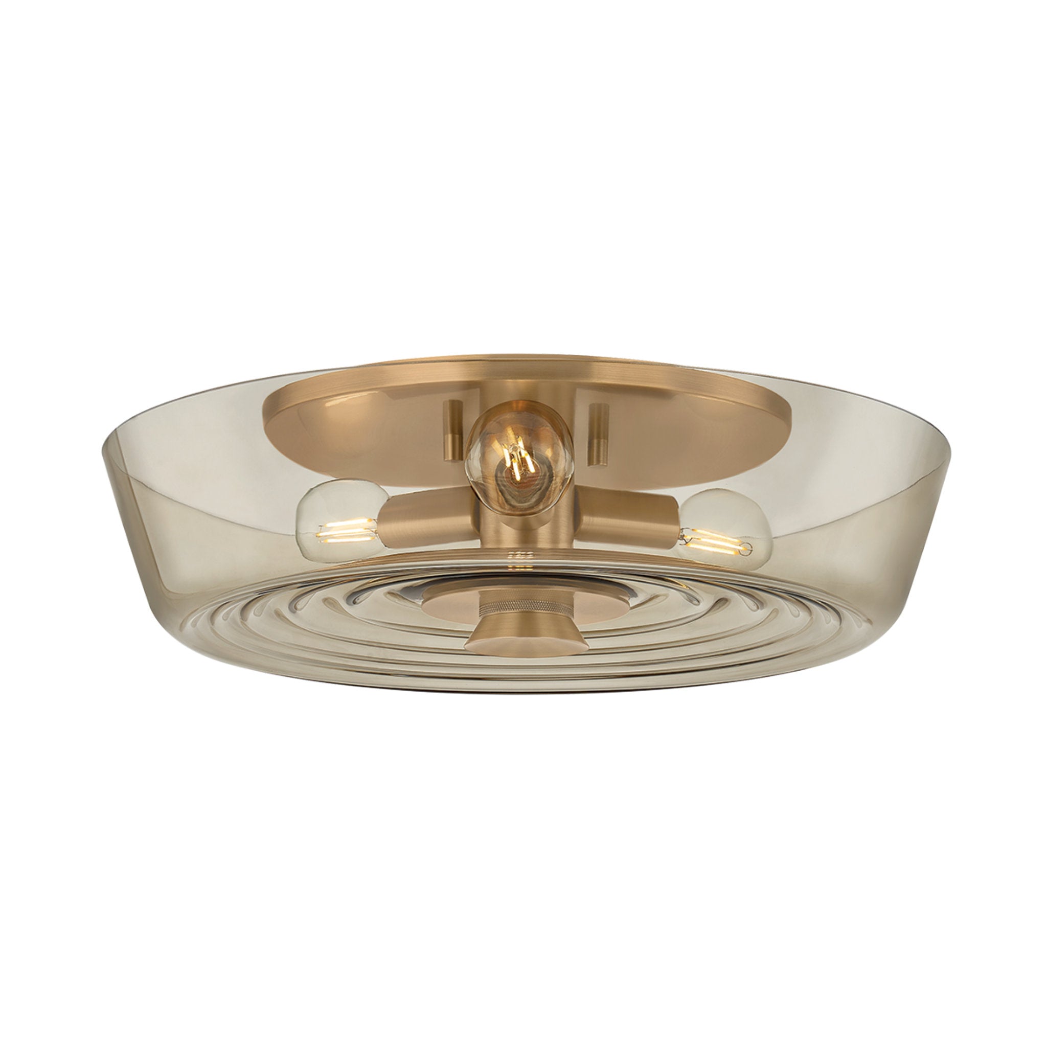 Theodore 3-Light Flush Mount in Patina Brass 16W x 4.5H