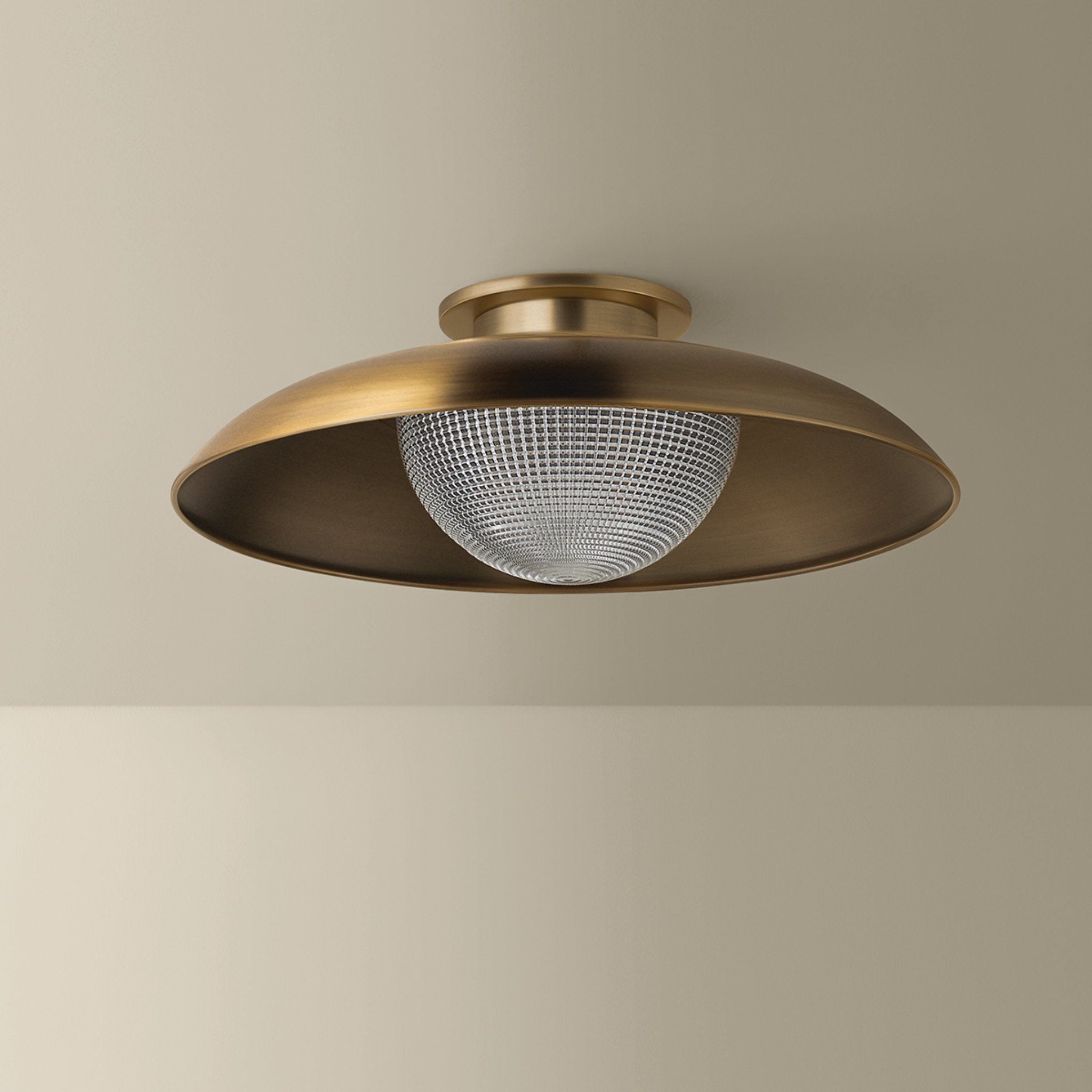 Braxton 1-Light Semi Flush in Patina Brass 18W x 6.5H
