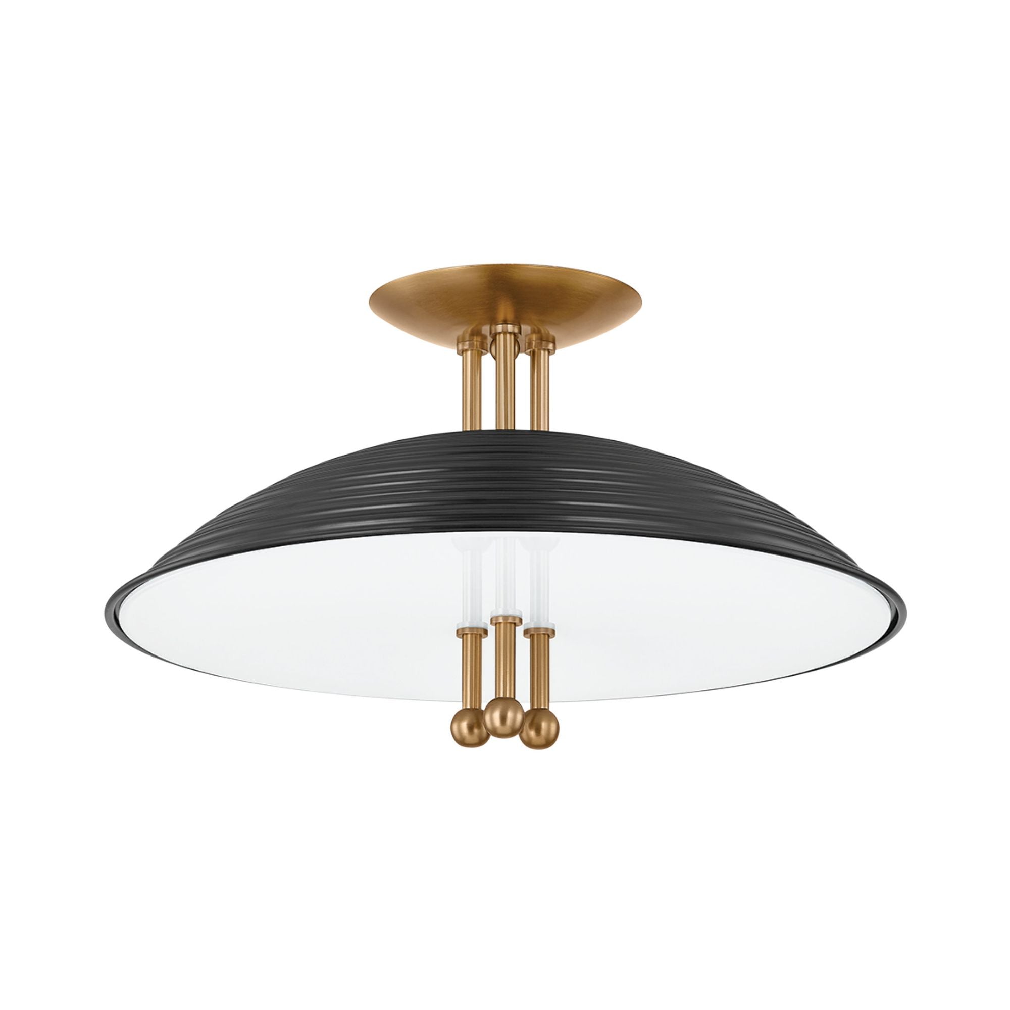 Larkin 3-Light Semi Flush in Patina Brass 16W x 8.75H