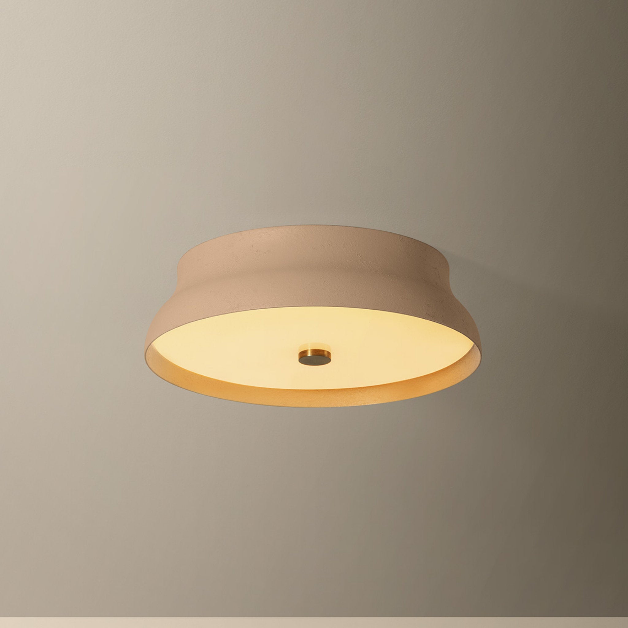 Shore 1-Light Flush Mount in Patina Brass 12W x 3.5H (Cream Gesso)