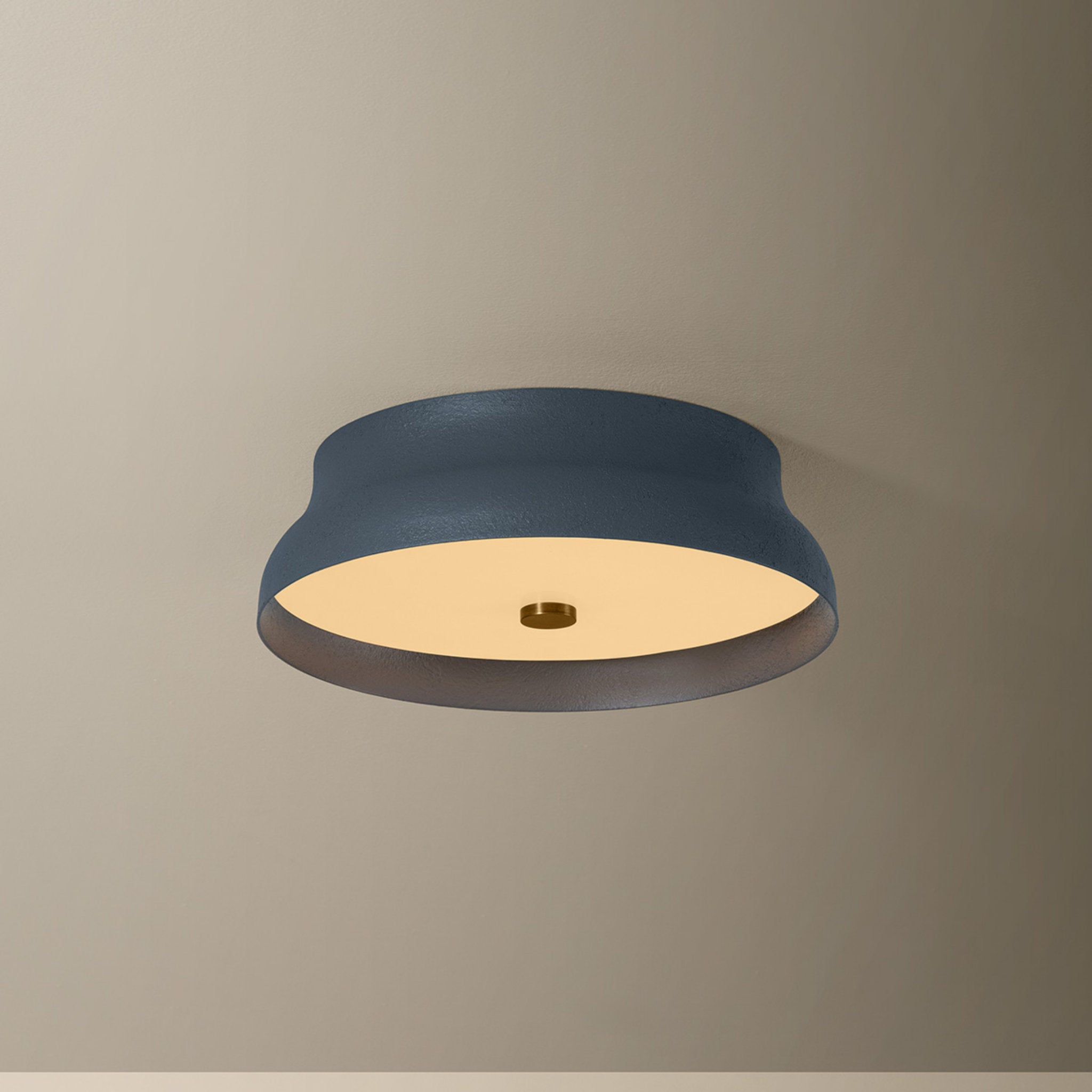 Shore 1-Light Flush Mount in Patina Brass 12W x 3.5H (Slate Gesso)