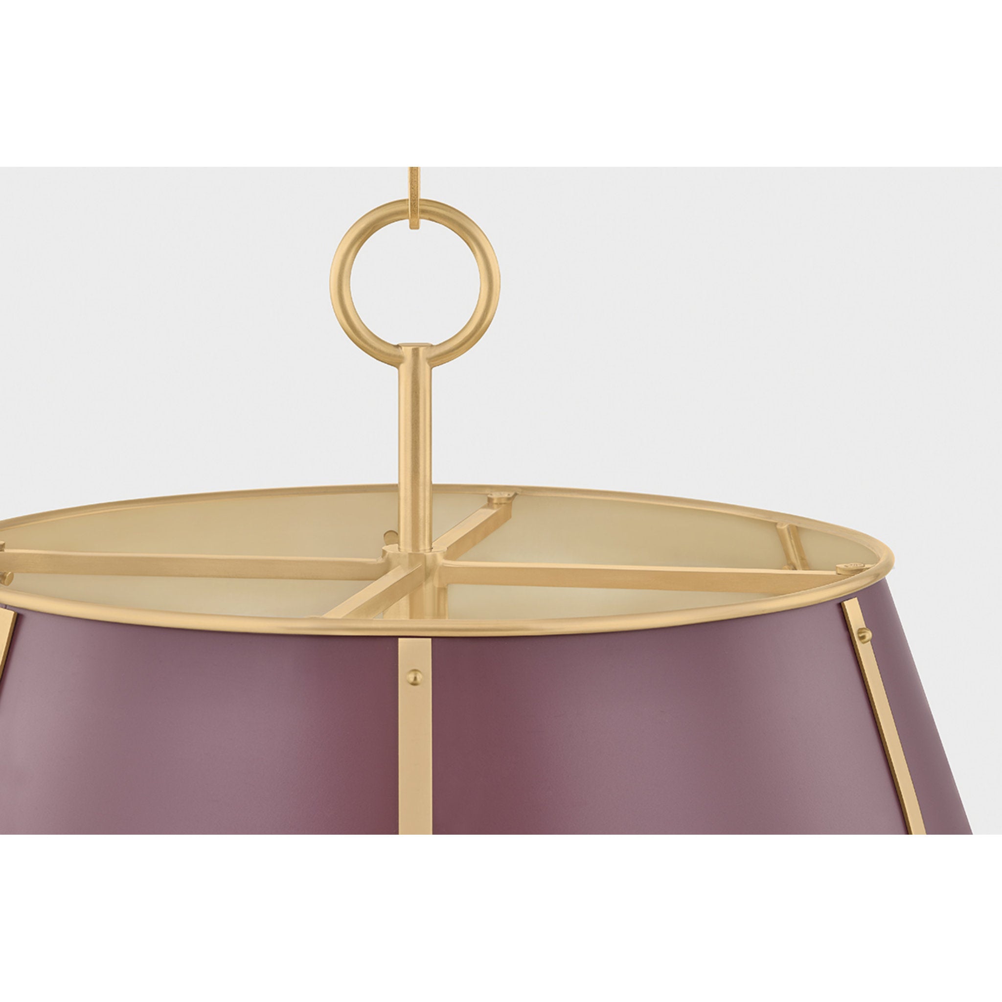Cambridge 4-Light Chandelier in Aged Brass by Mark D. Sikes 20.25W x 19.5H (Soft Crimson)