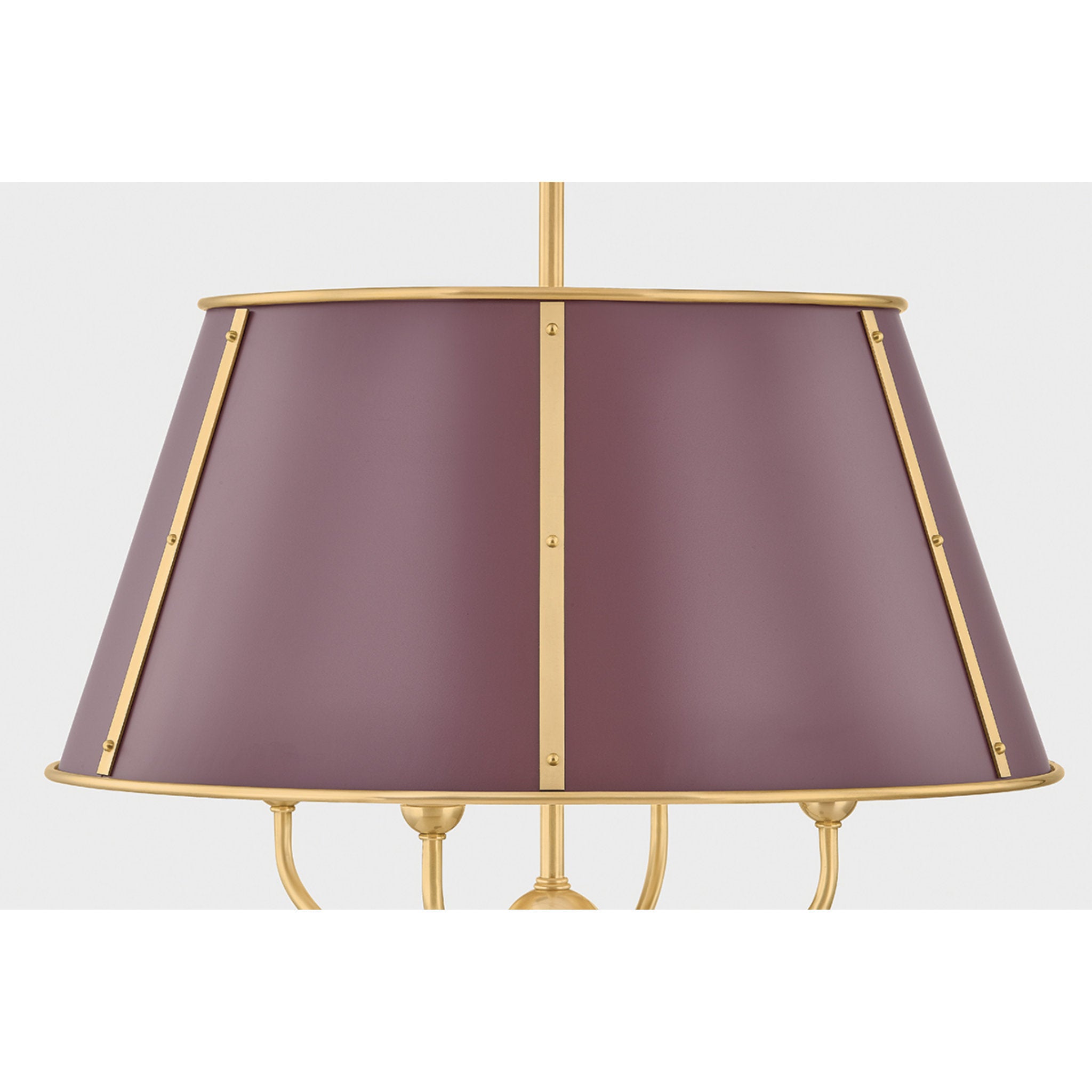 Cambridge 4-Light Chandelier in Aged Brass by Mark D. Sikes 20.25W x 19.5H (Soft Crimson)