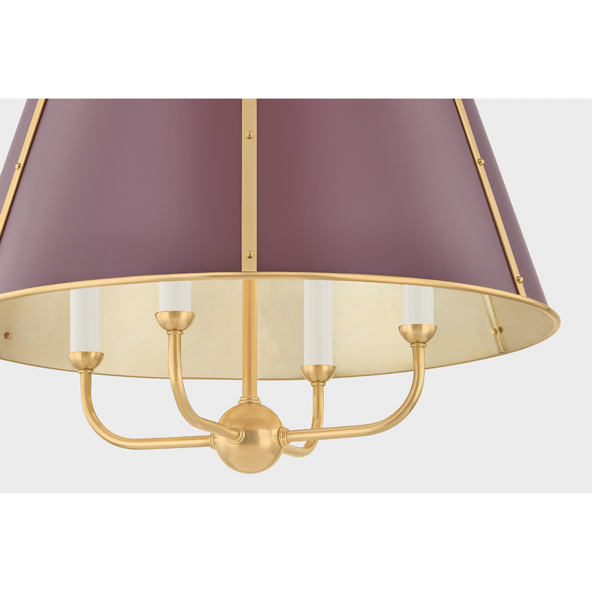 Cambridge 4-Light Chandelier in Aged Brass by Mark D. Sikes 20.25W x 19.5H (Soft Crimson)