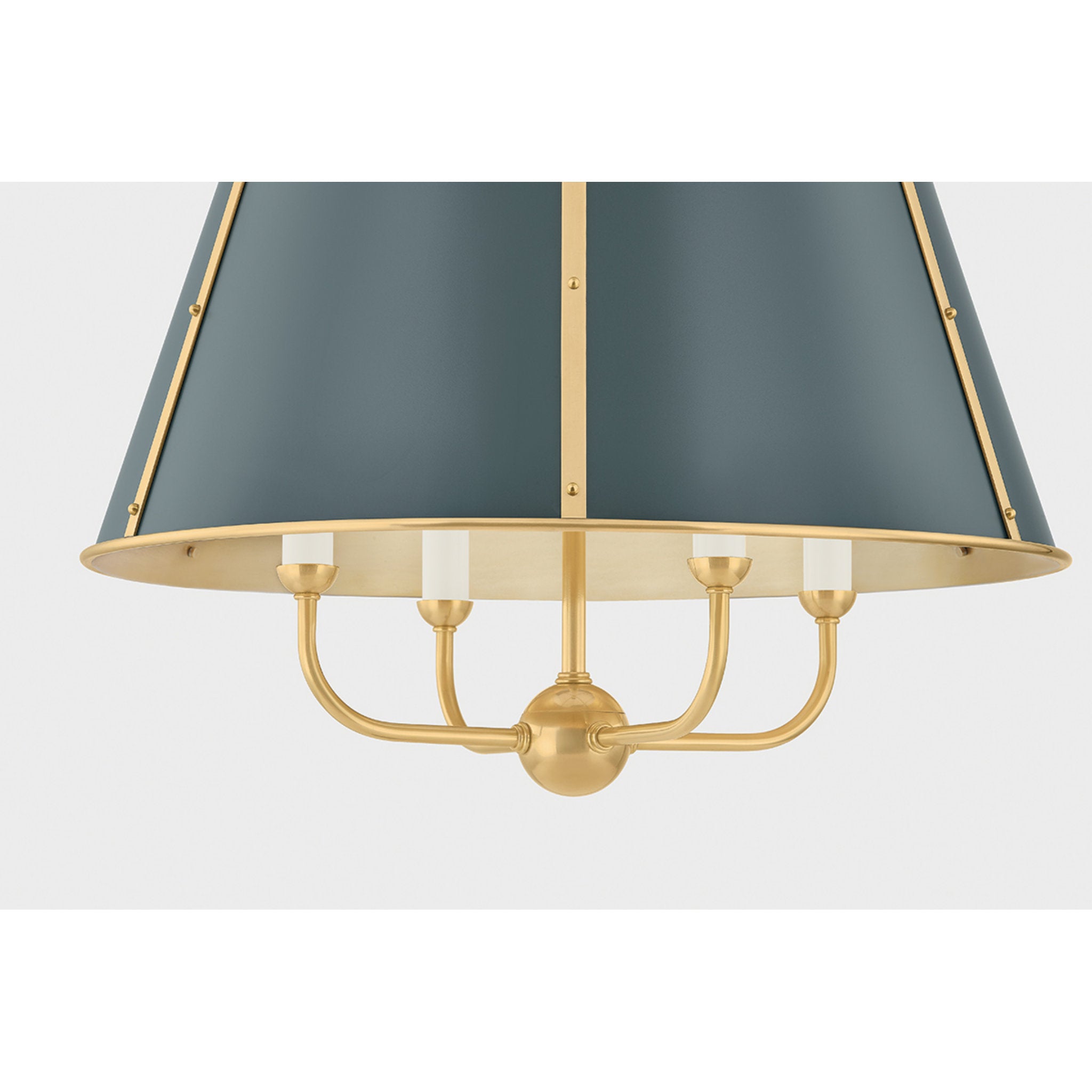 Cambridge 4-Light Chandelier in Aged Brass by Mark D. Sikes 20.25W x 19.5H (Soft Studio Green)
