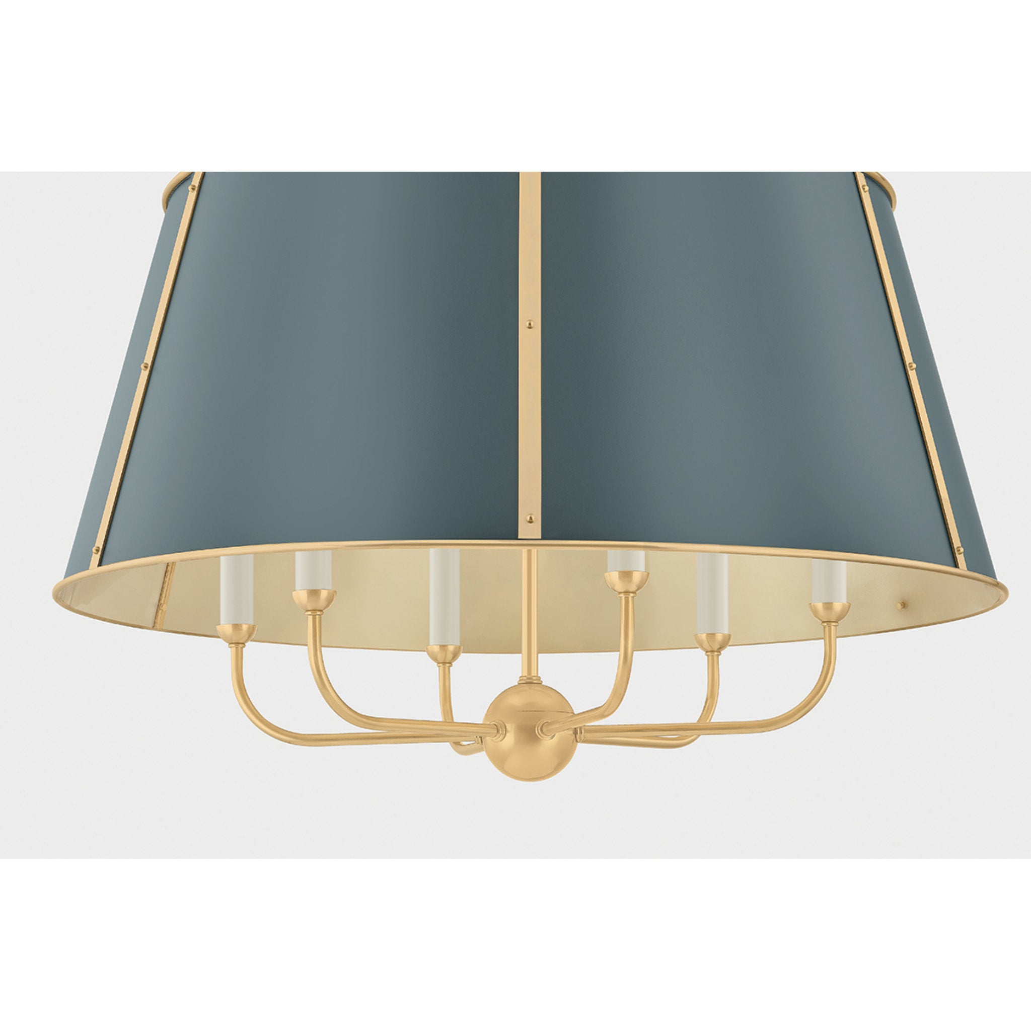 Cambridge 6-Light Chandelier in Aged Brass by Mark D. Sikes 28.5W x 23H (Soft Studio Green)