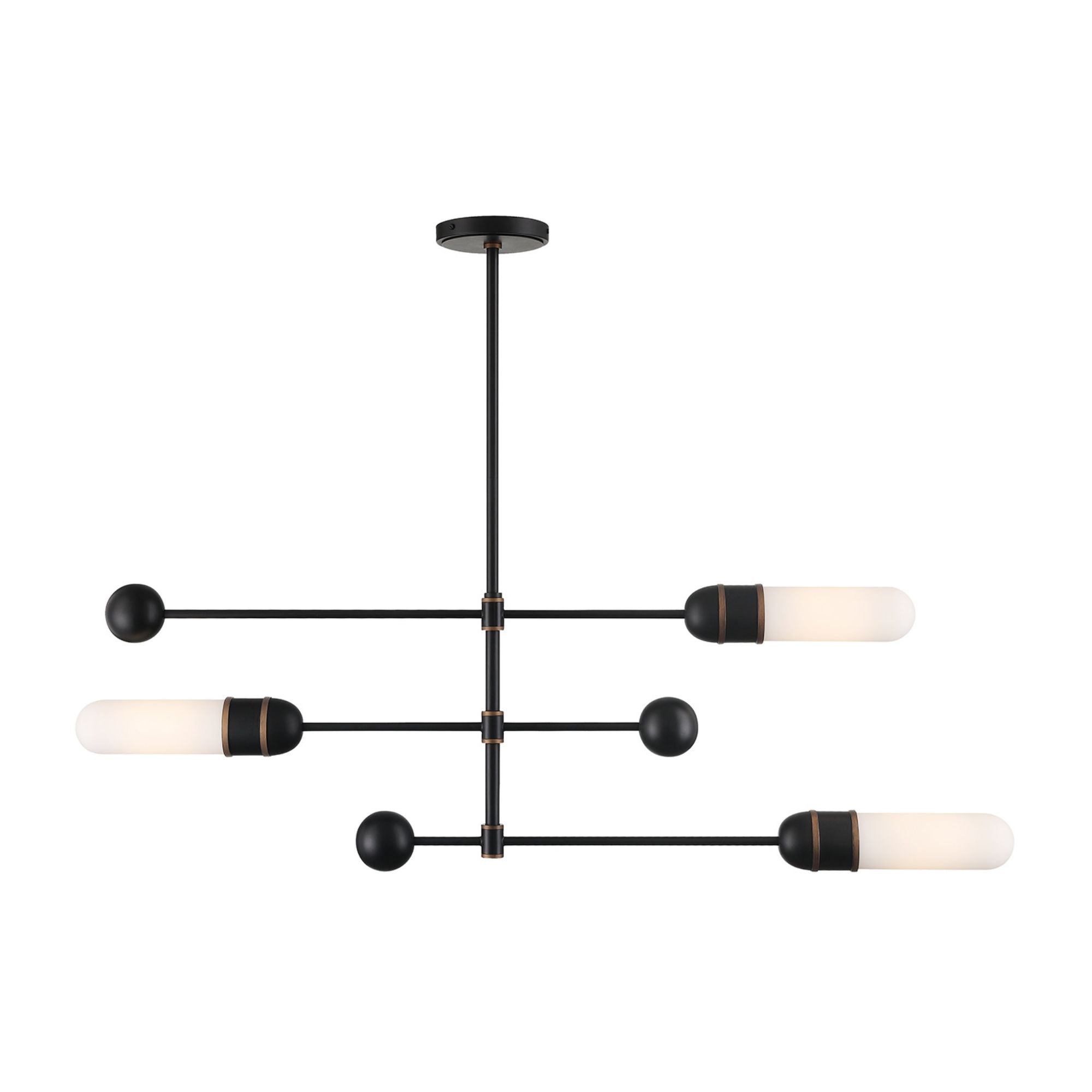 Brian Patrick Flynn Capsule 47.75'' LED Matte Black + Textured Gold Linear Chandelier Black 47.75"W x 14.75"H x 47.75"D