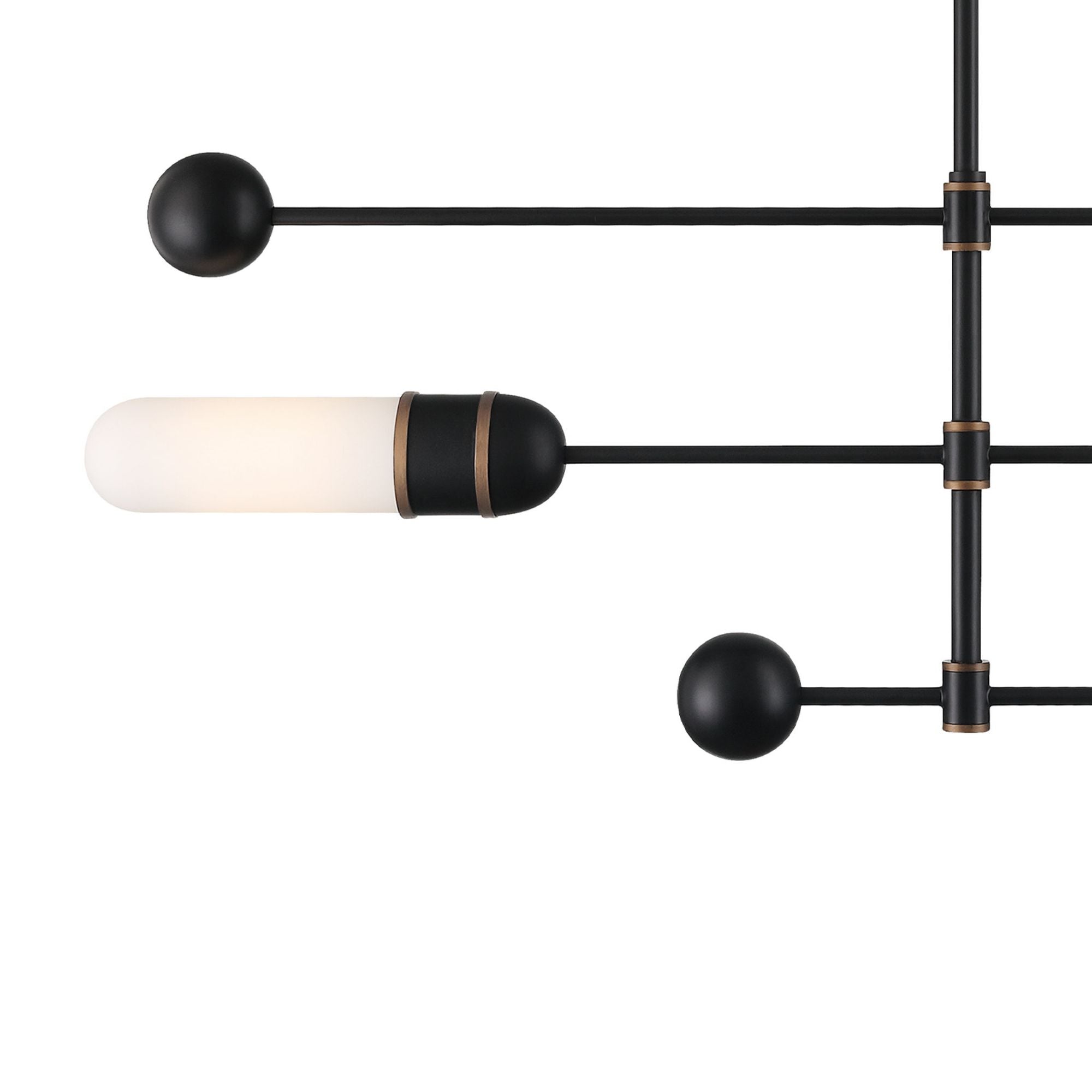 Brian Patrick Flynn Capsule 47.75'' LED Matte Black + Textured Gold Linear Chandelier Black 47.75"W x 14.75"H x 47.75"D