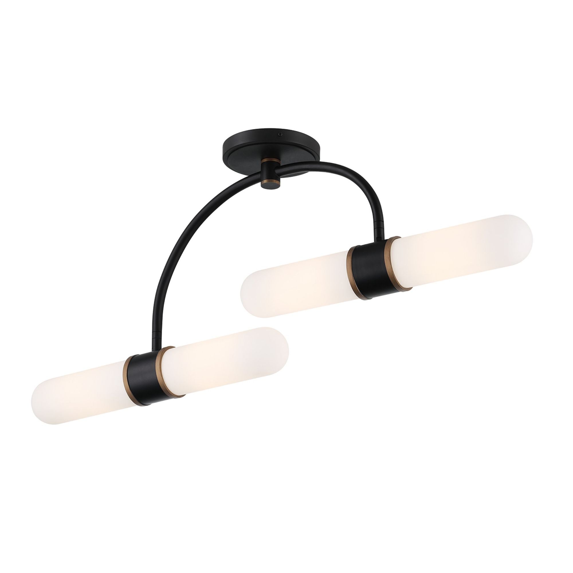 Brian Patrick Flynn Capsule 34.25'' LED Matte Black + Textured Gold Semi Flush Mount Black 34.25"W x 14.5"H x 34.25"D