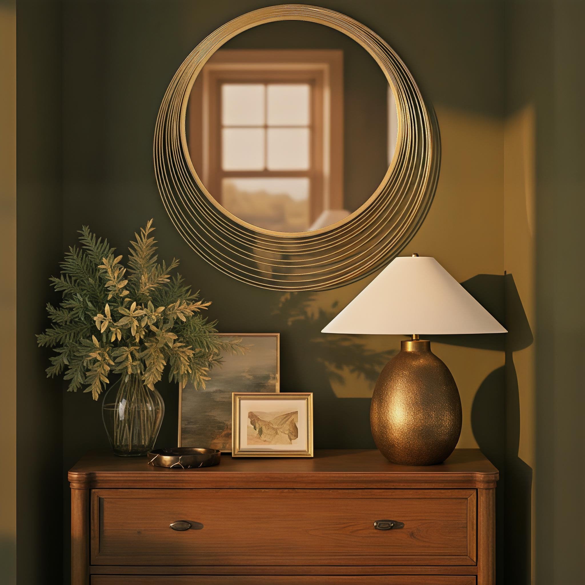 Cecile 34.75'' Antique Gold Mirror Gold 34.75"W x 34.75"H x .75"D