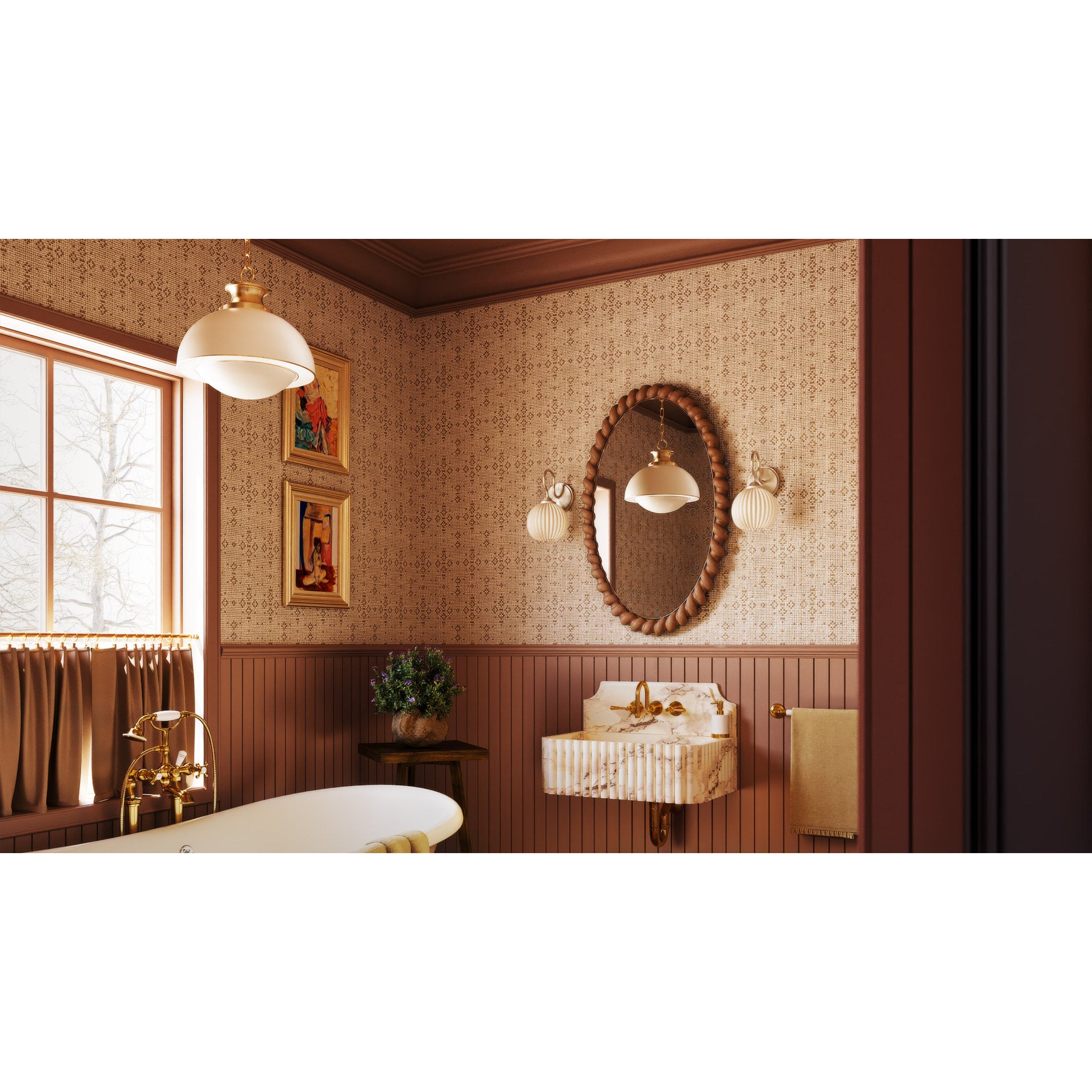 Vida 1-Light Wall Sconce in Patina Brass 7.75L x 6.5W x 11.25H