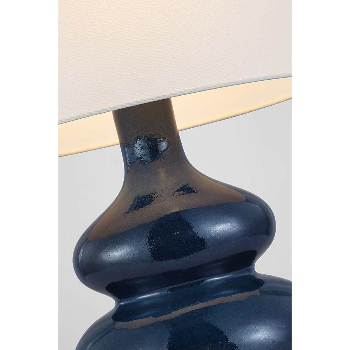 Chapman & Myers Lismore Medium Table Lamp in Mixed Blue Brown with Linen Shade W17" x H23.75"