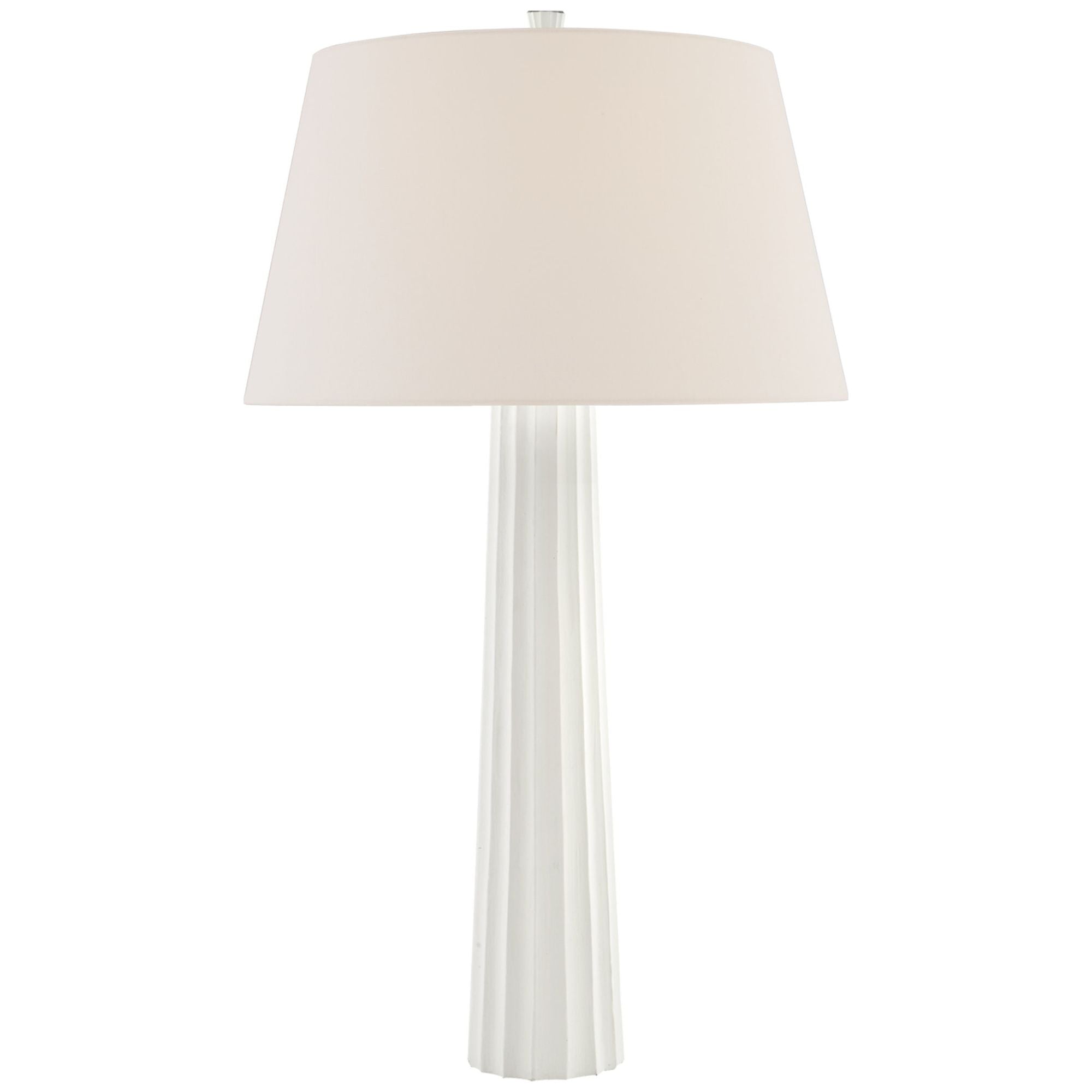 Chapman & Myers Fluted Spire Large Cordless Table Lamp in Plaster White with Linen Shade W17" x H32.25"