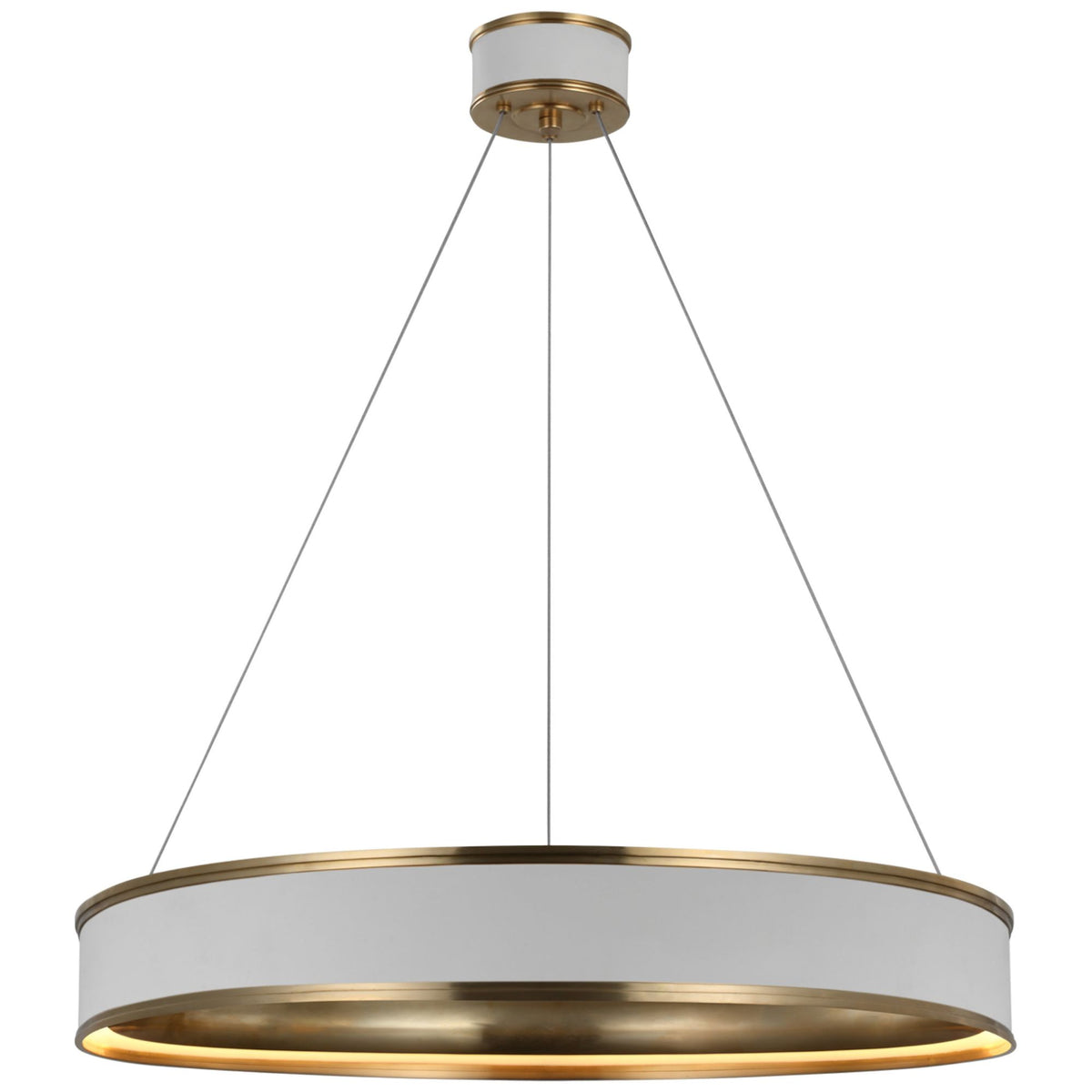 Chapman & Myers Connery 30" Ring Chandelier in Matte White and Antique-Burnished Brass W30"