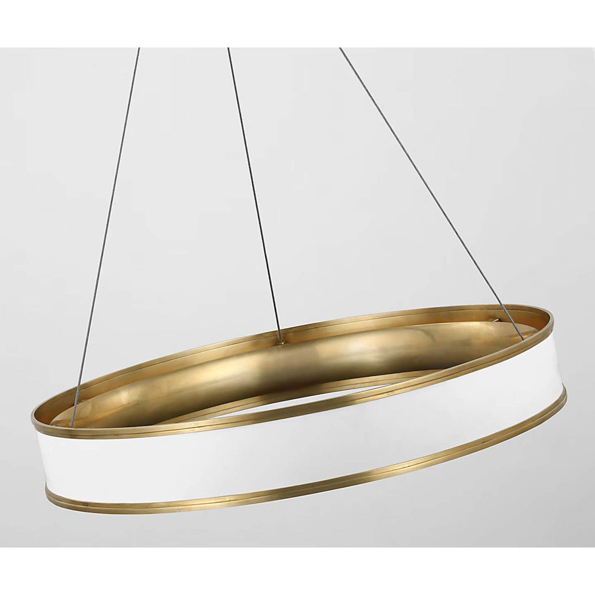Chapman & Myers Connery 30" Ring Chandelier in Matte White and Antique-Burnished Brass W30"