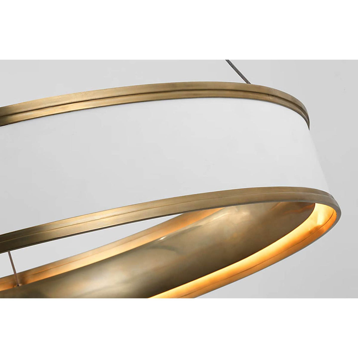 Chapman & Myers Connery 30" Ring Chandelier in Matte White and Antique-Burnished Brass W30"