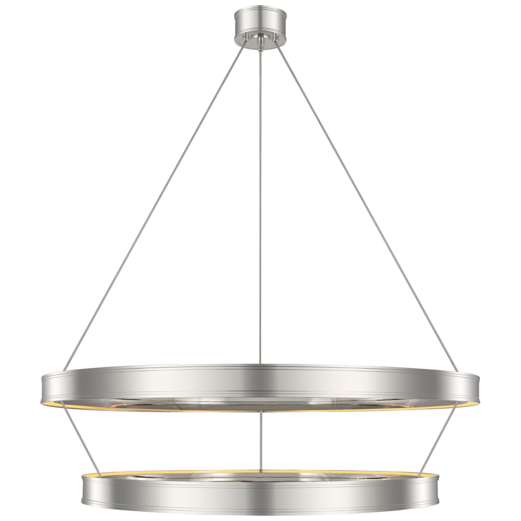 Chapman & Myers Connery 50" Two-Tier Ring Chandelier in Polished Nickel Ceiling Light W50.25"