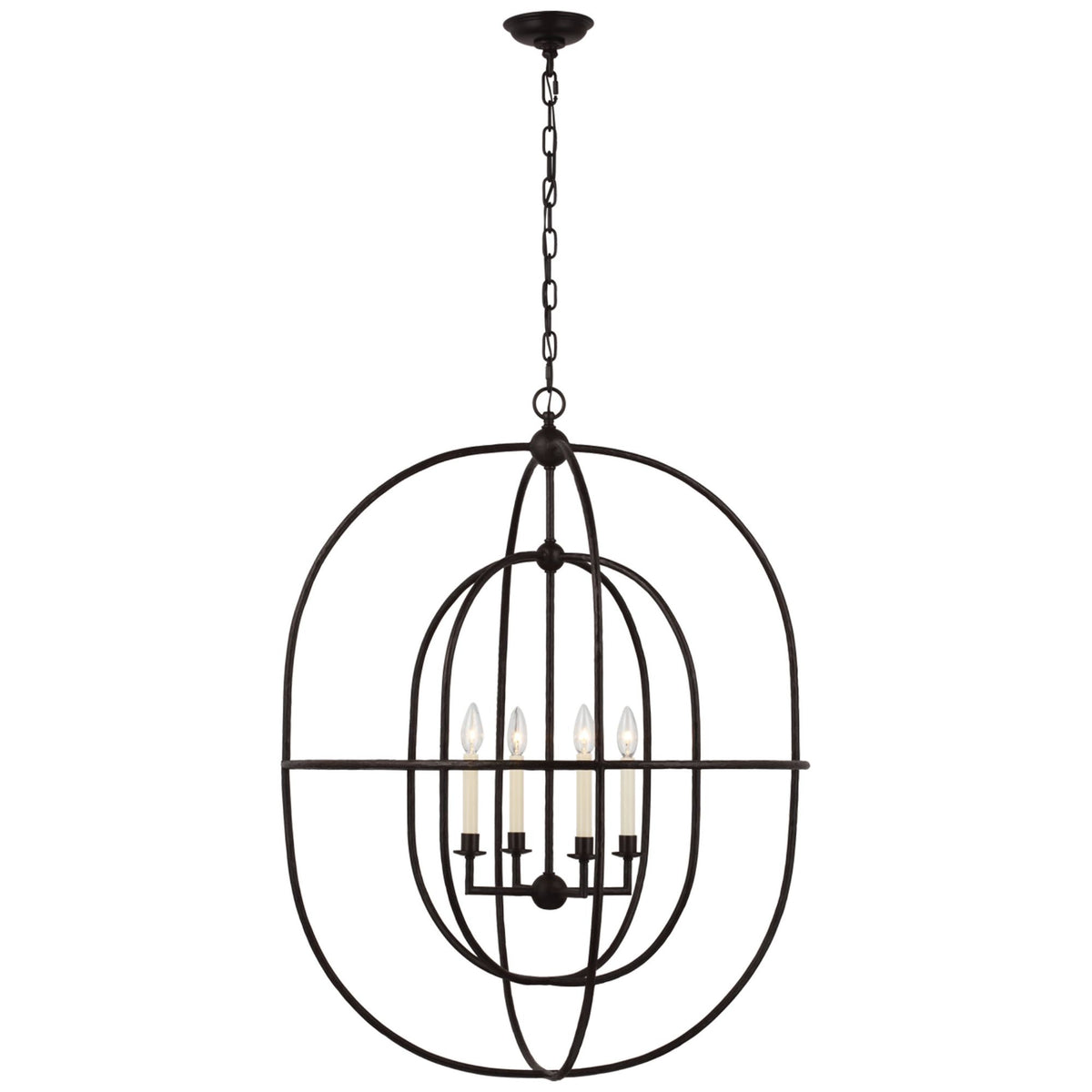 Chapman & Myers Desmond Open Double Oval Lantern in Aged Iron W31" x H40.5"