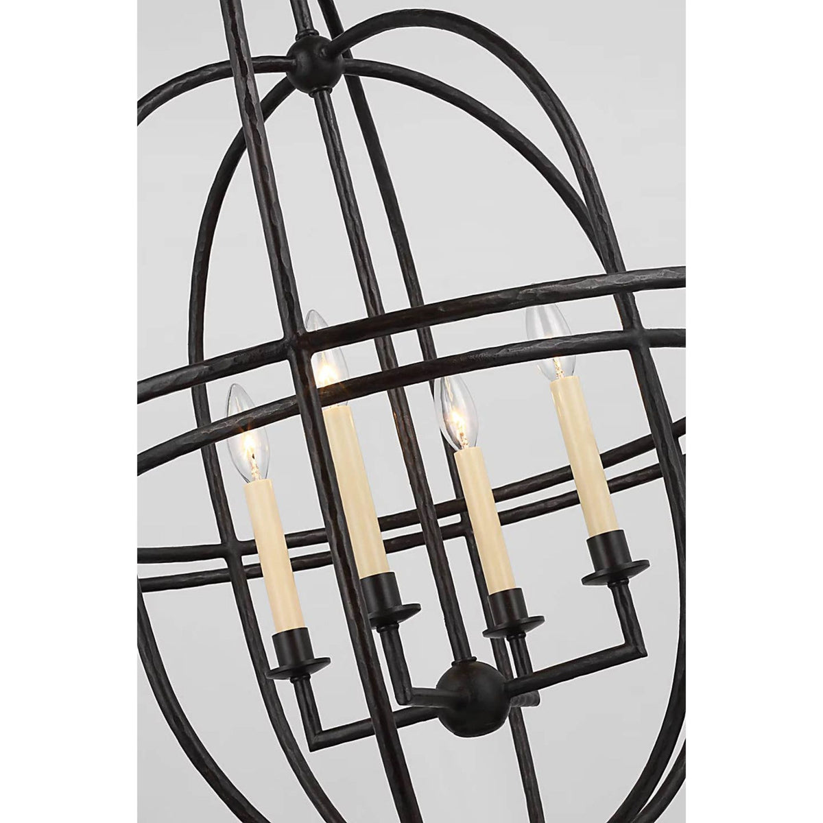 Chapman & Myers Desmond Open Double Oval Lantern in Aged Iron W31" x H40.5"
