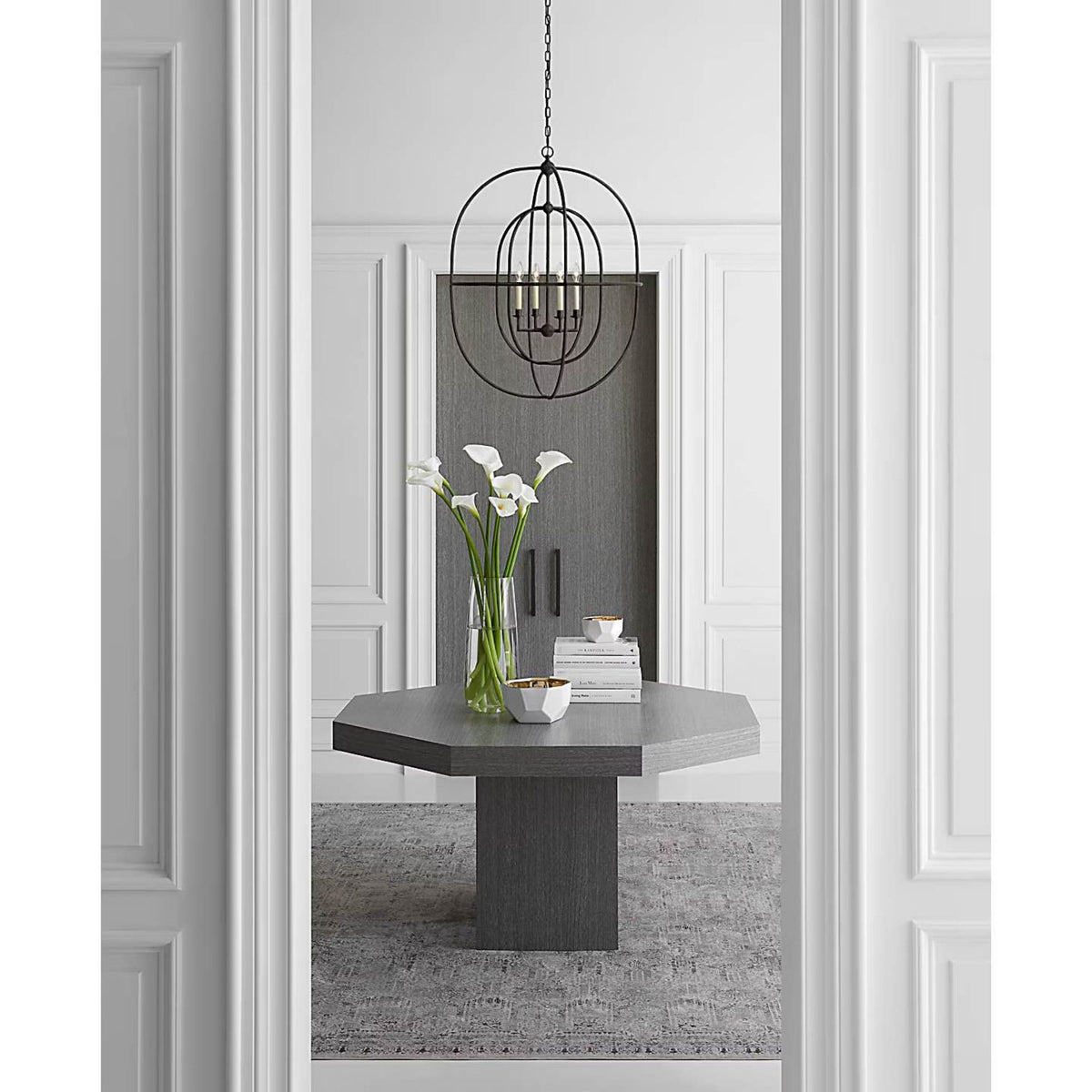 Chapman & Myers Desmond Open Double Oval Lantern in Aged Iron W31" x H40.5"