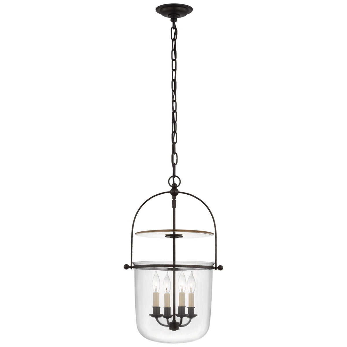 Chapman & Myers Lorford Small Smoke Bell Lantern in Aged Iron with Clear Glass W14" x H24"