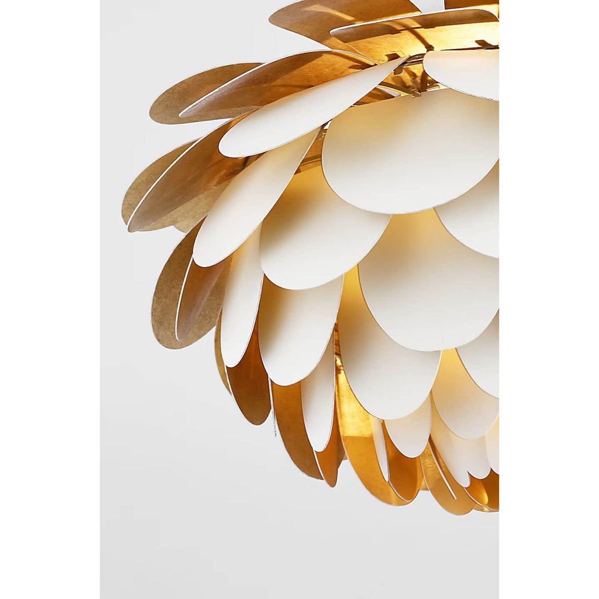 Chapman & Myers Cynara Large Flush Mount in White and Gild W17" x H10"
