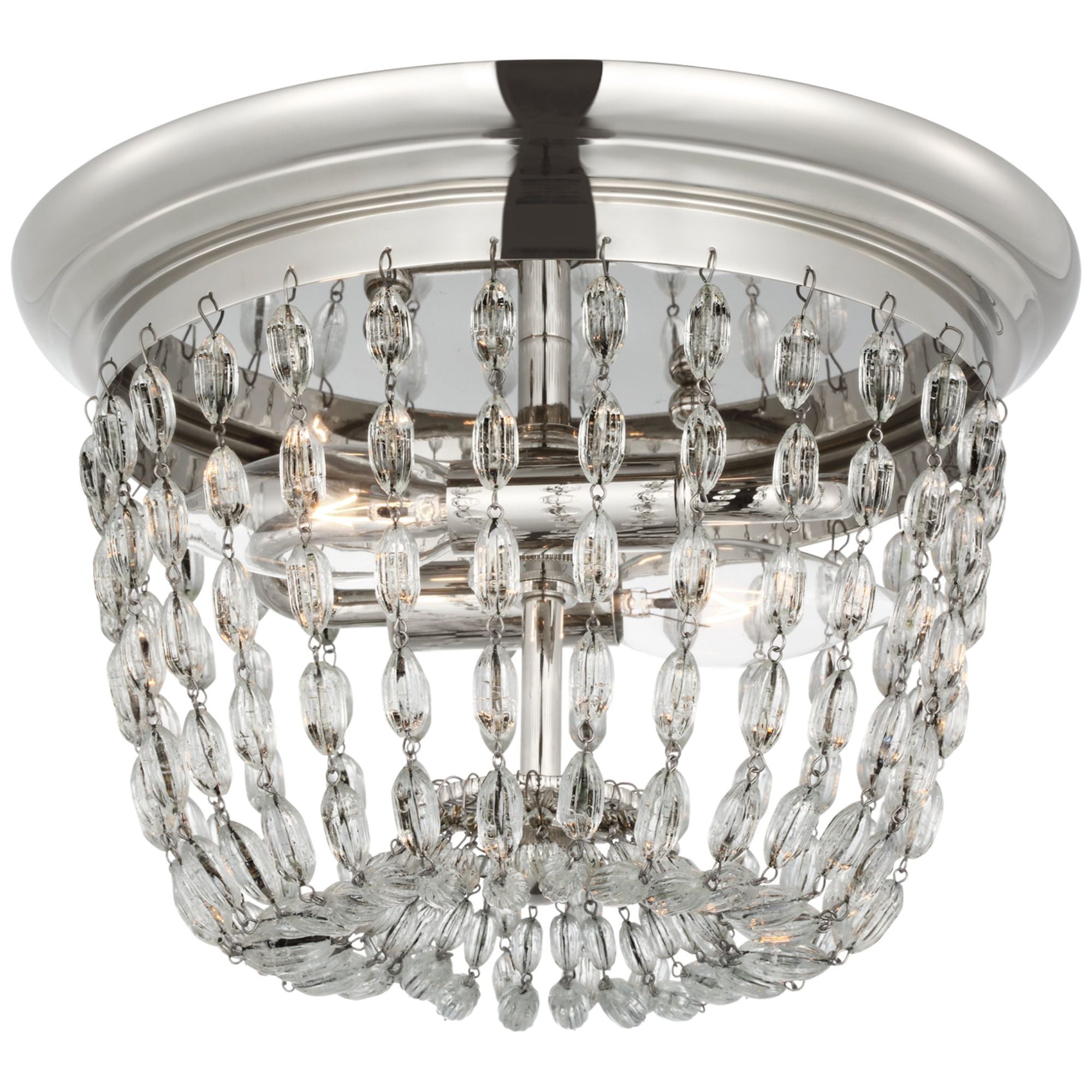 Chapman & Myers Paris Flea Market Small Flush Mount in Polished Nickel with Seeded Glass Ceiling Light W10" x H7.5"