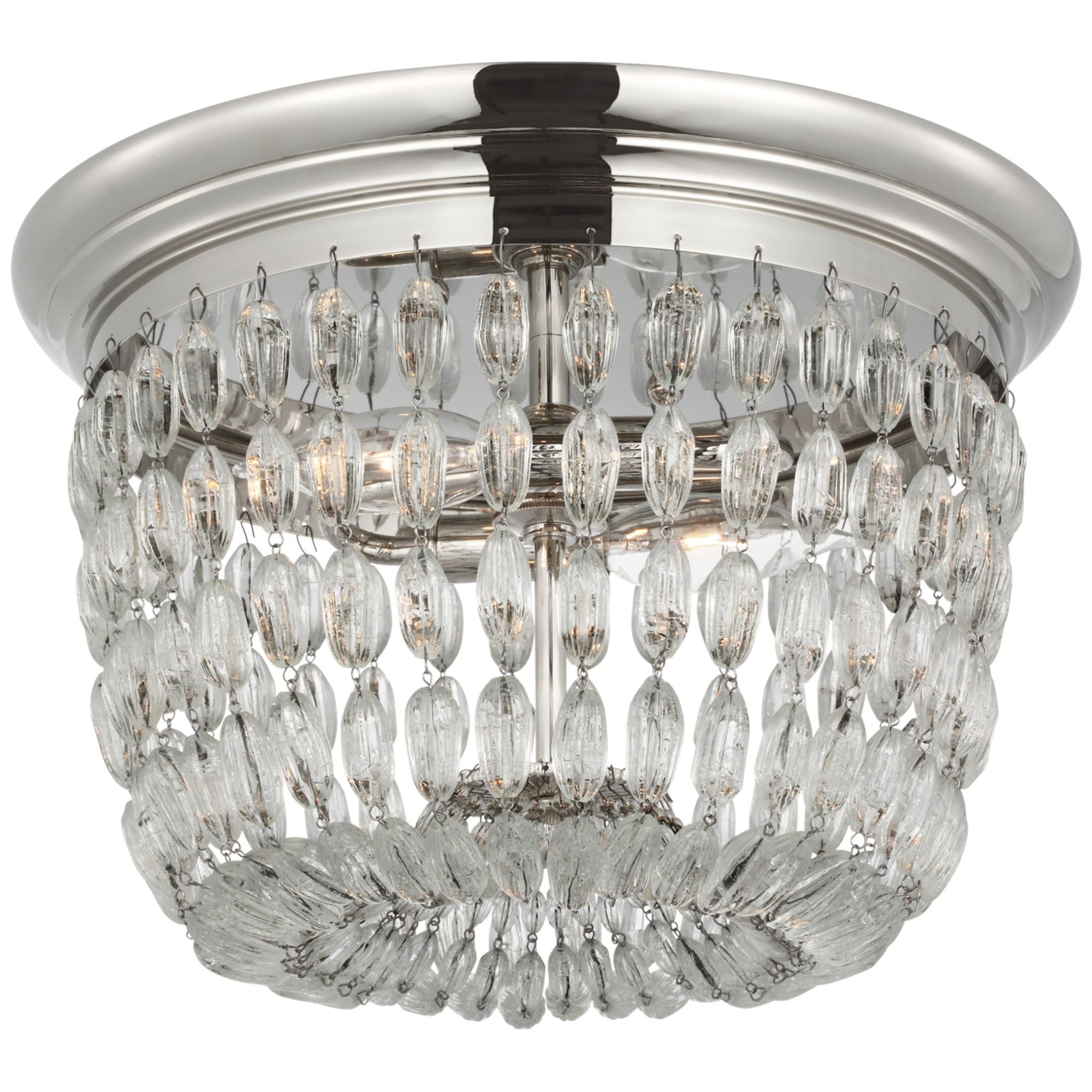 Chapman & Myers Paris Flea Market Medium Flush Mount in Polished Nickel with Seeded Glass Ceiling Light W13" x H9"