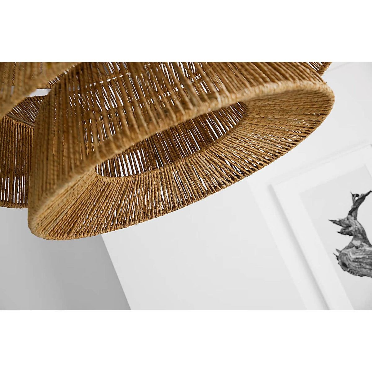 Chapman & Myers Antigua XL Drum Chandelier in Antique-Burnished Brass and Natural Abaca W42" x H34"
