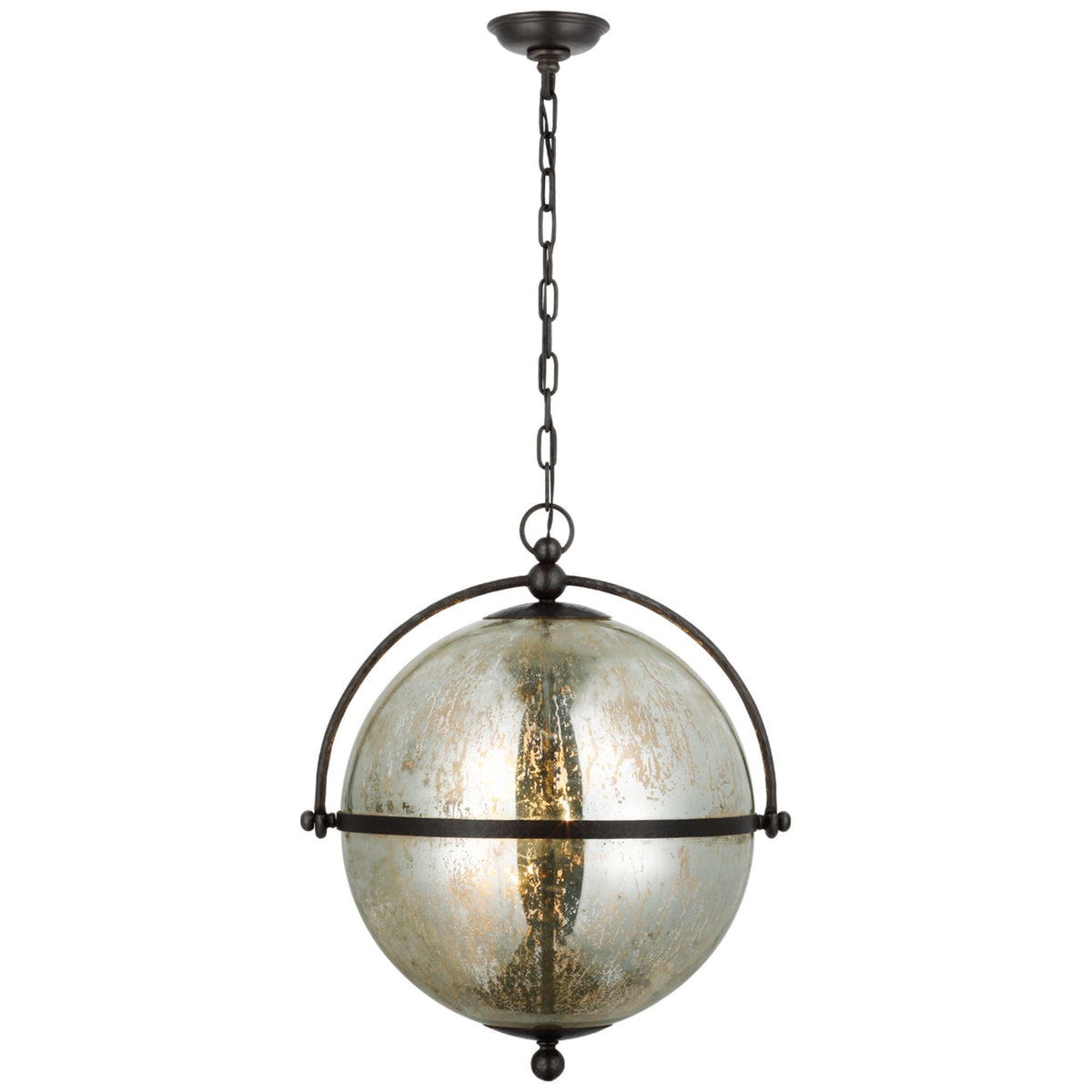 Chapman & Myers Bayridge XL Pendant in Aged Iron with Antique Mercury Glass W21.25" x H24.75"