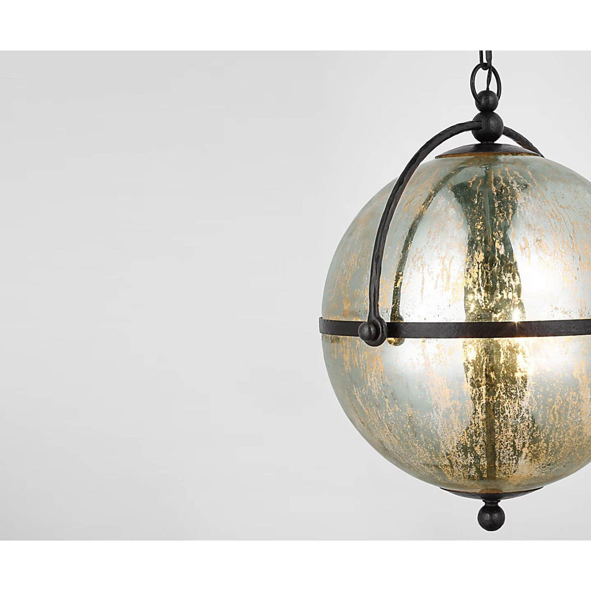 Chapman & Myers Bayridge XL Pendant in Aged Iron with Antique Mercury Glass W21.25" x H24.75"