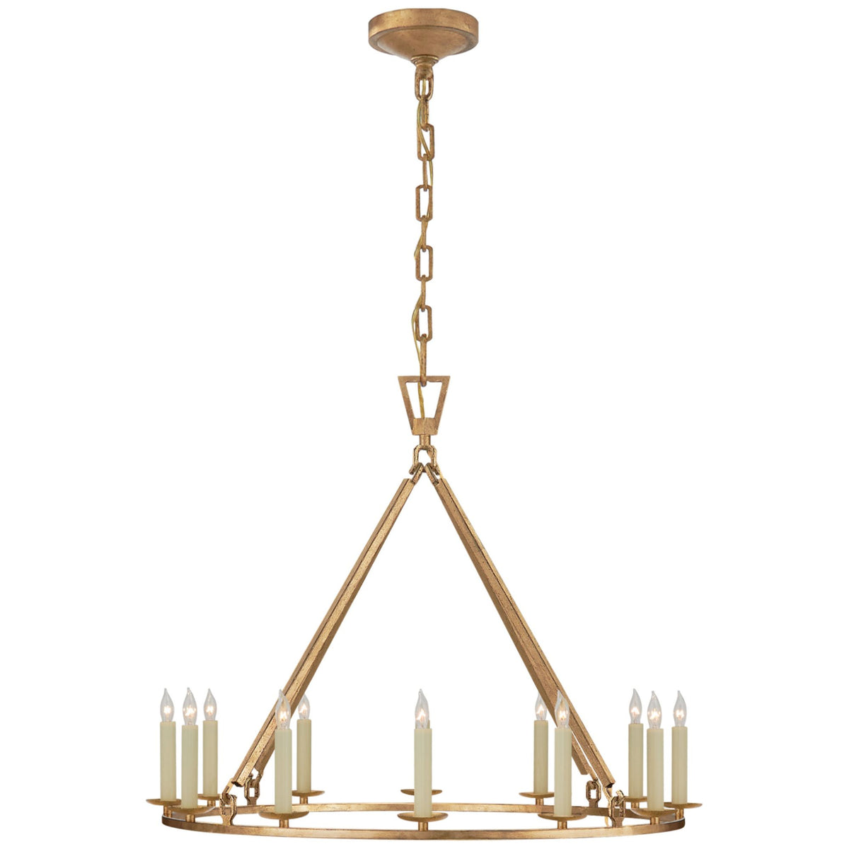 Chapman & Myers Darlana Medium Single Ring Chandelier in Gilded Iron W30" x H24.5"