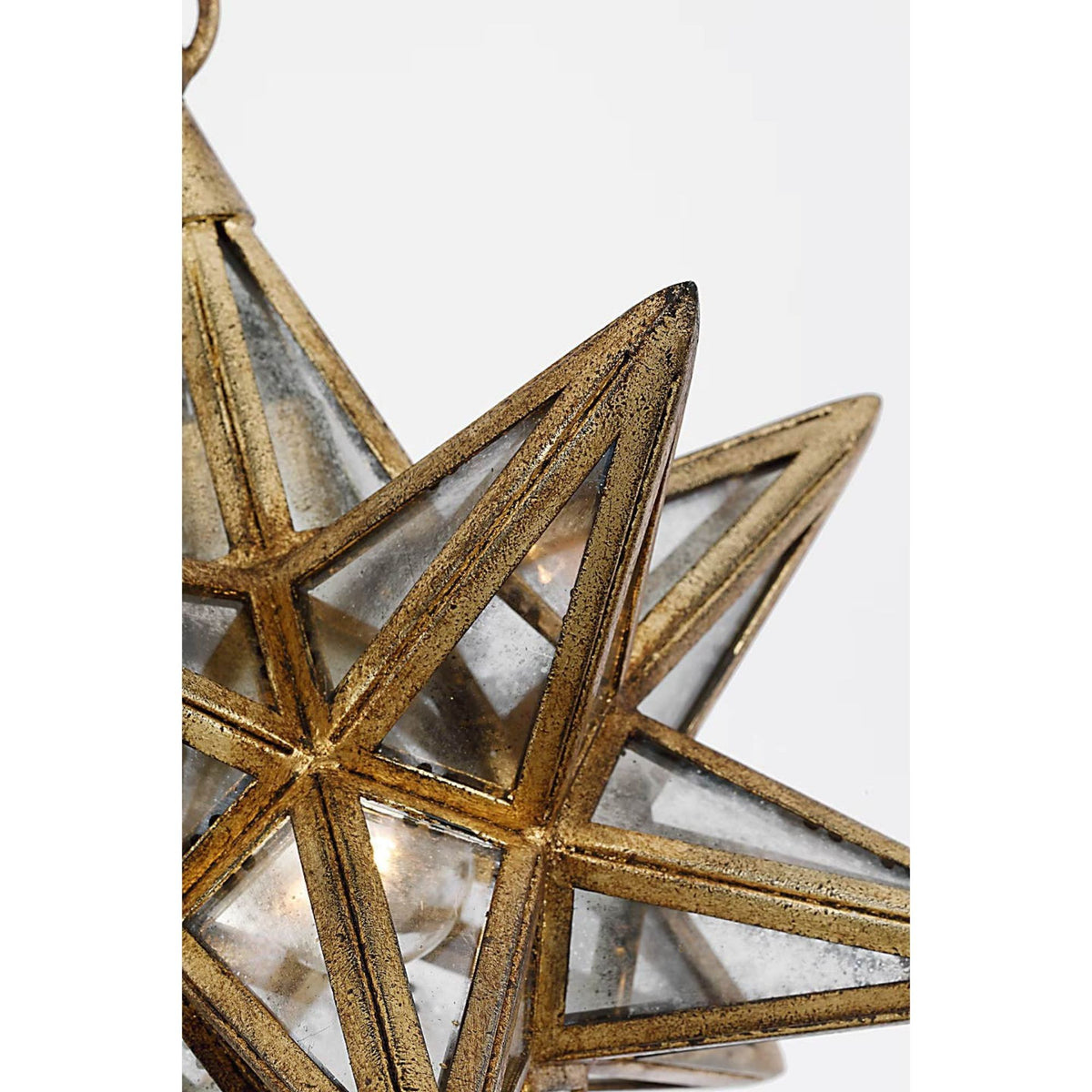 Chapman & Myers Moravian Small Star Lantern in Gilded Iron with Antique Mirror W11.5" x H15.25"
