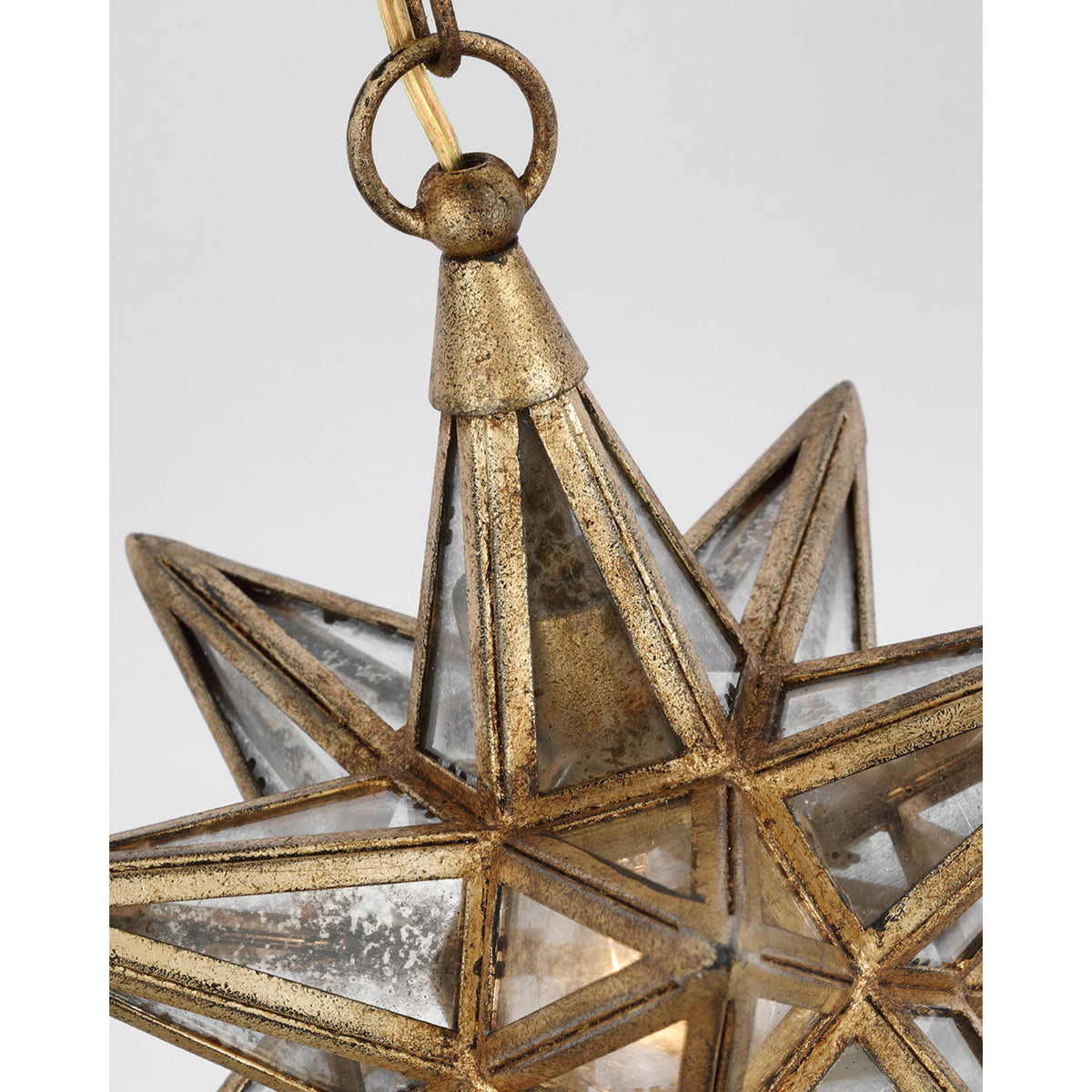 Chapman & Myers Moravian Small Star Lantern in Gilded Iron with Antique Mirror W11.5" x H15.25"
