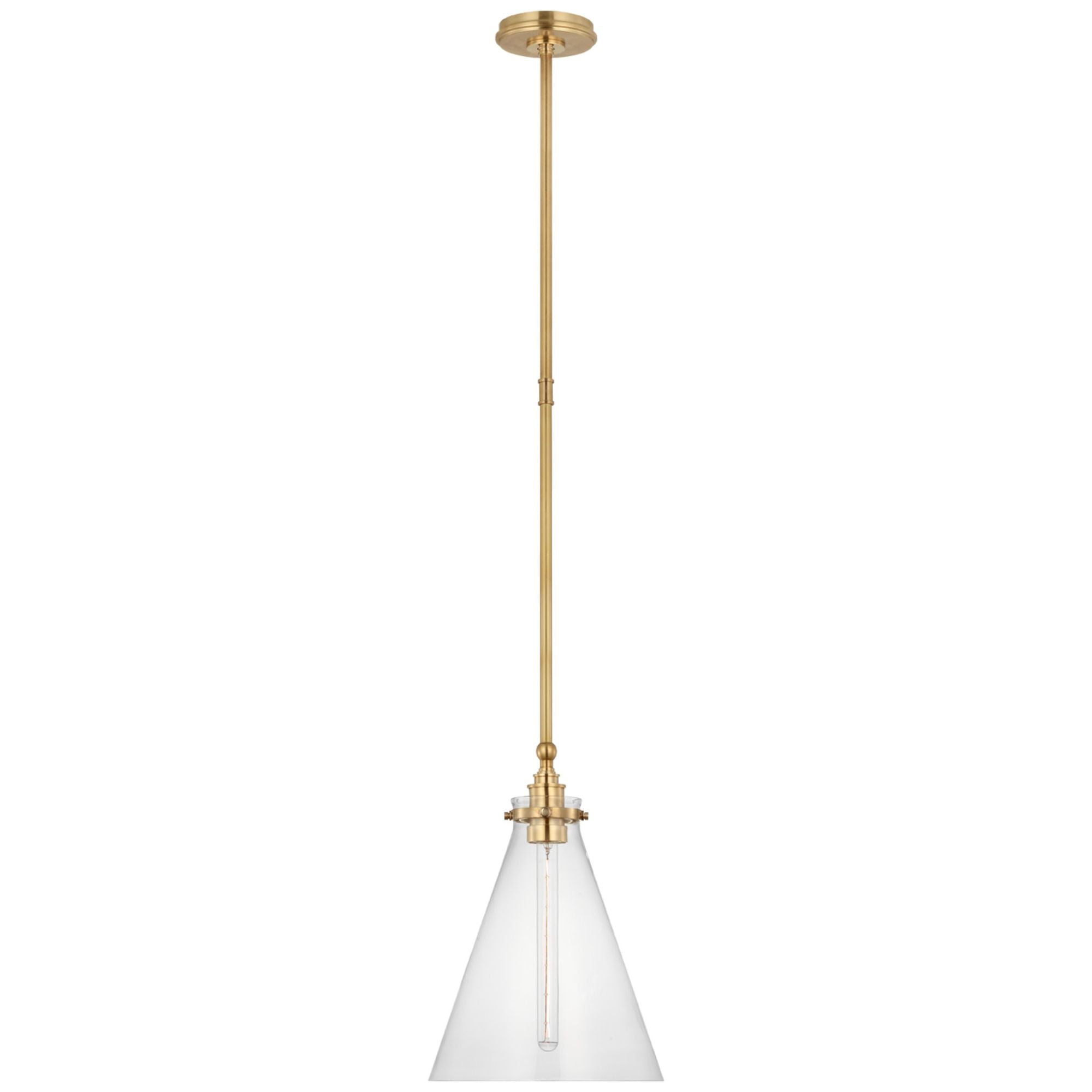 Chapman & Myers Parkington 11" Conical Pendant in Antique-Burnished Brass with Clear Glass Ceiling Light W11"