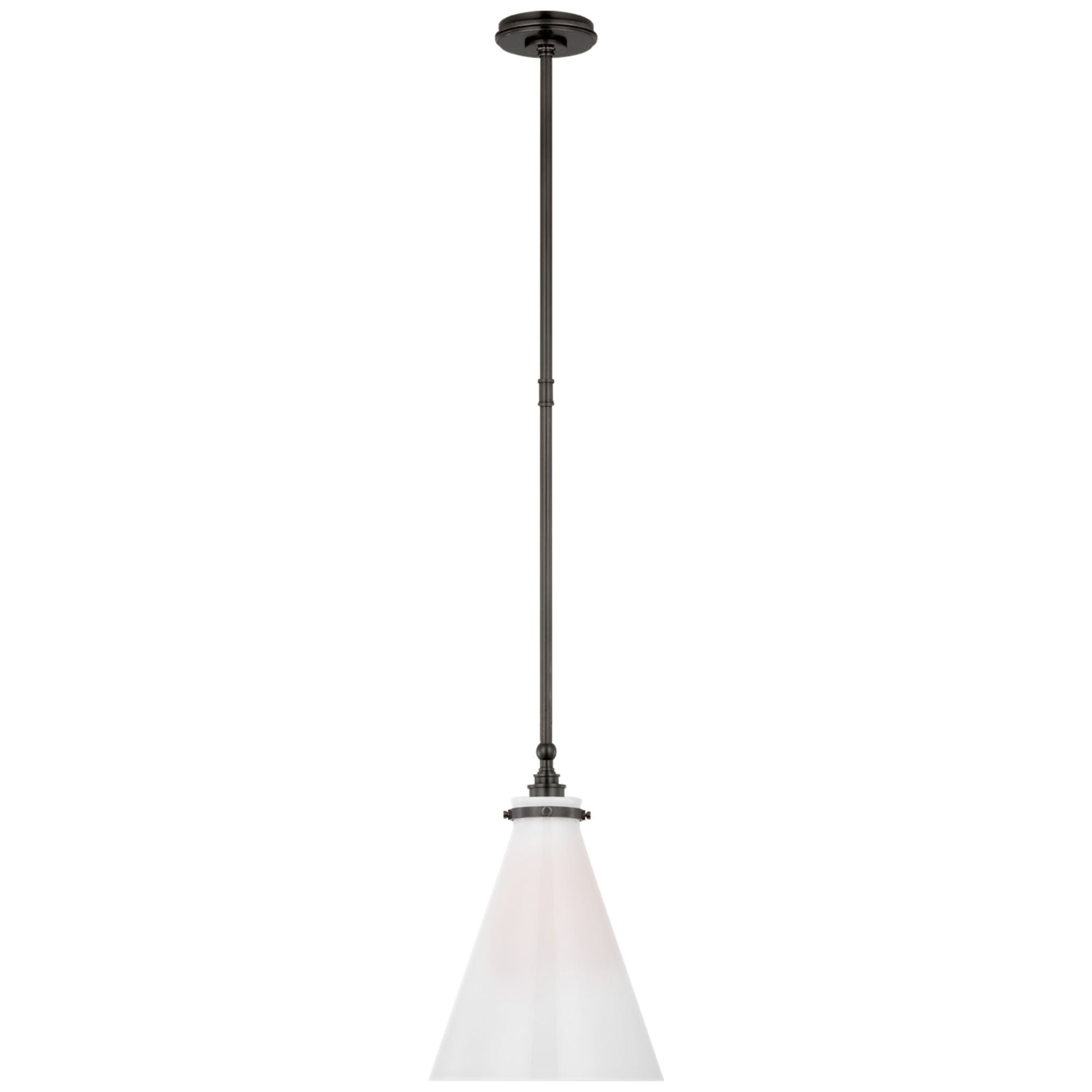 Chapman & Myers Parkington 11" Conical Pendant in Bronze with White Glass Ceiling Light W11"