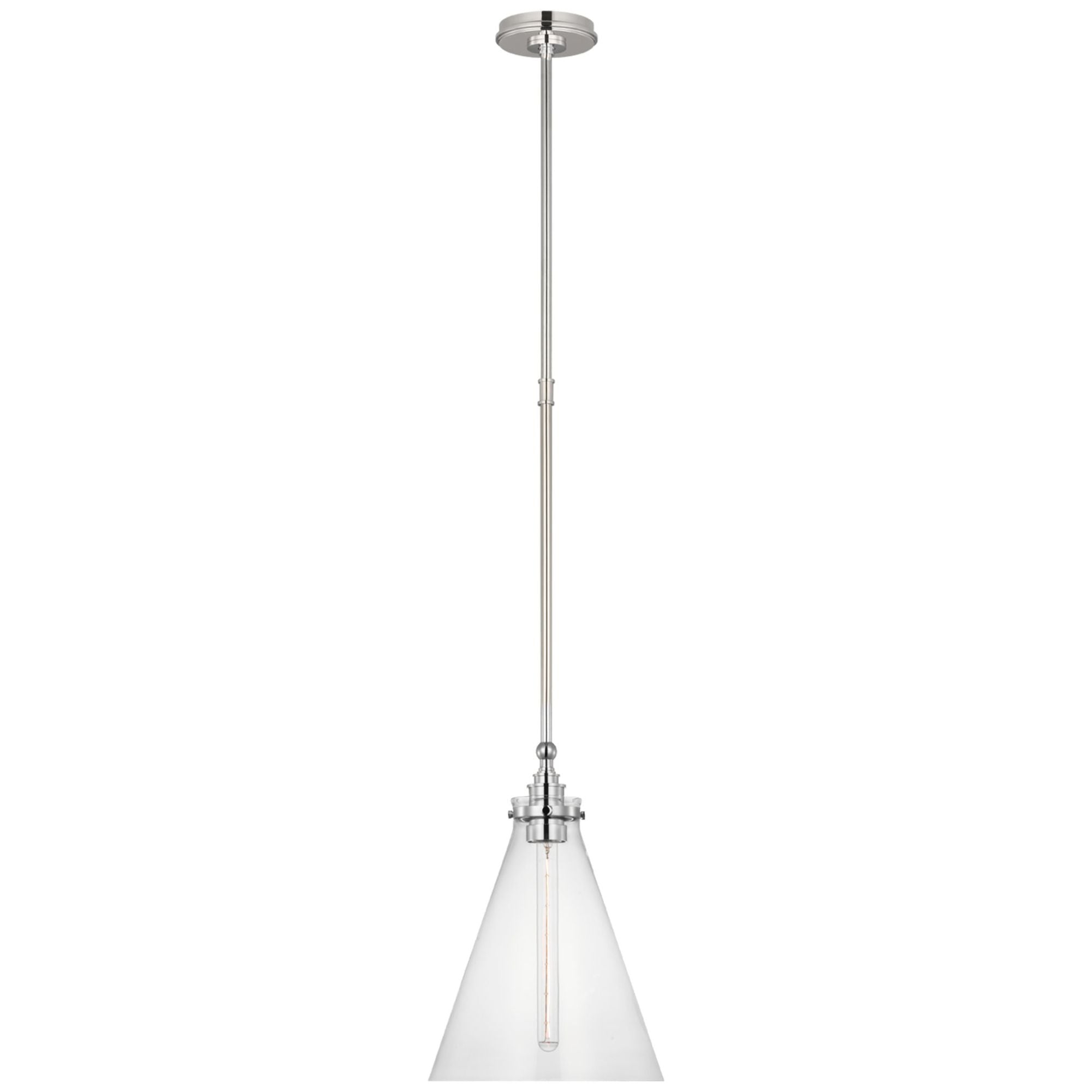 Chapman & Myers Parkington 11" Conical Pendant in Polished Nickel with Clear Glass Ceiling Light W11"