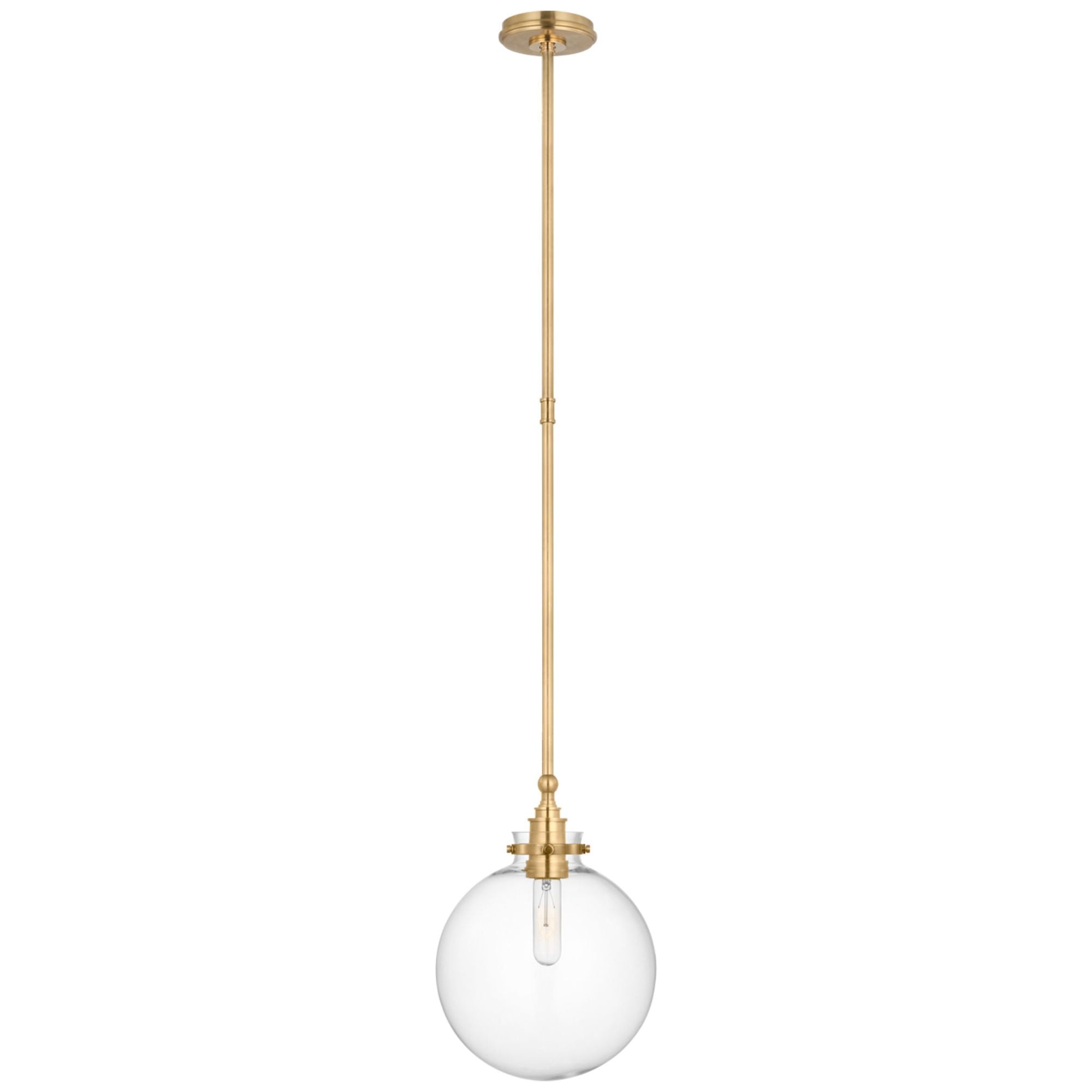Chapman & Myers Parkington 10" Globe Pendant in Antique-Burnished Brass with Clear Glass Ceiling Light W10"