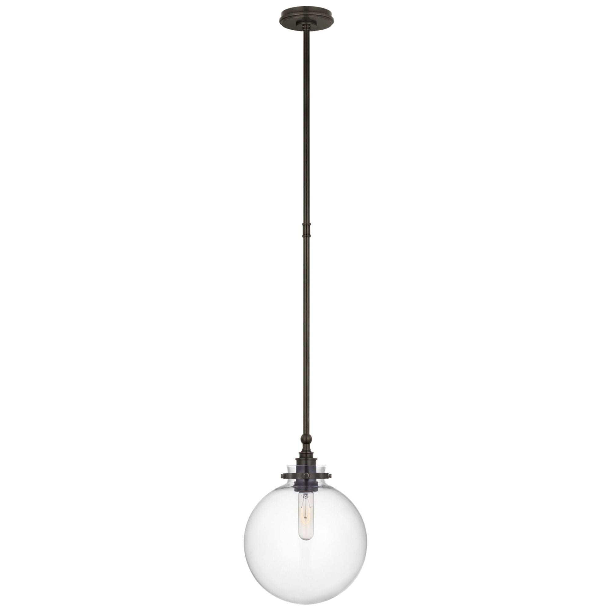 Chapman & Myers Parkington 10" Globe Pendant in Bronze with Clear Glass Ceiling Light W10"
