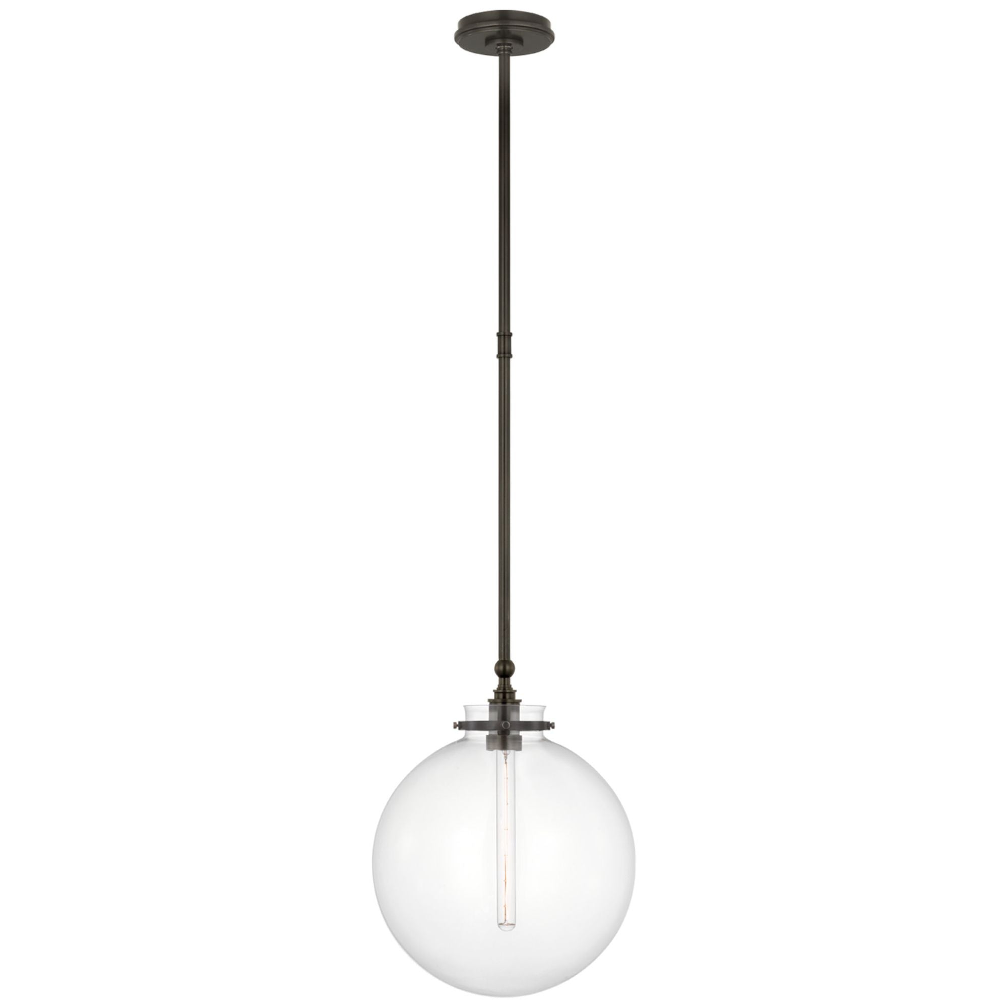 Chapman & Myers Parkington 14" Globe Pendant in Bronze with Clear Glass Ceiling Light W14"