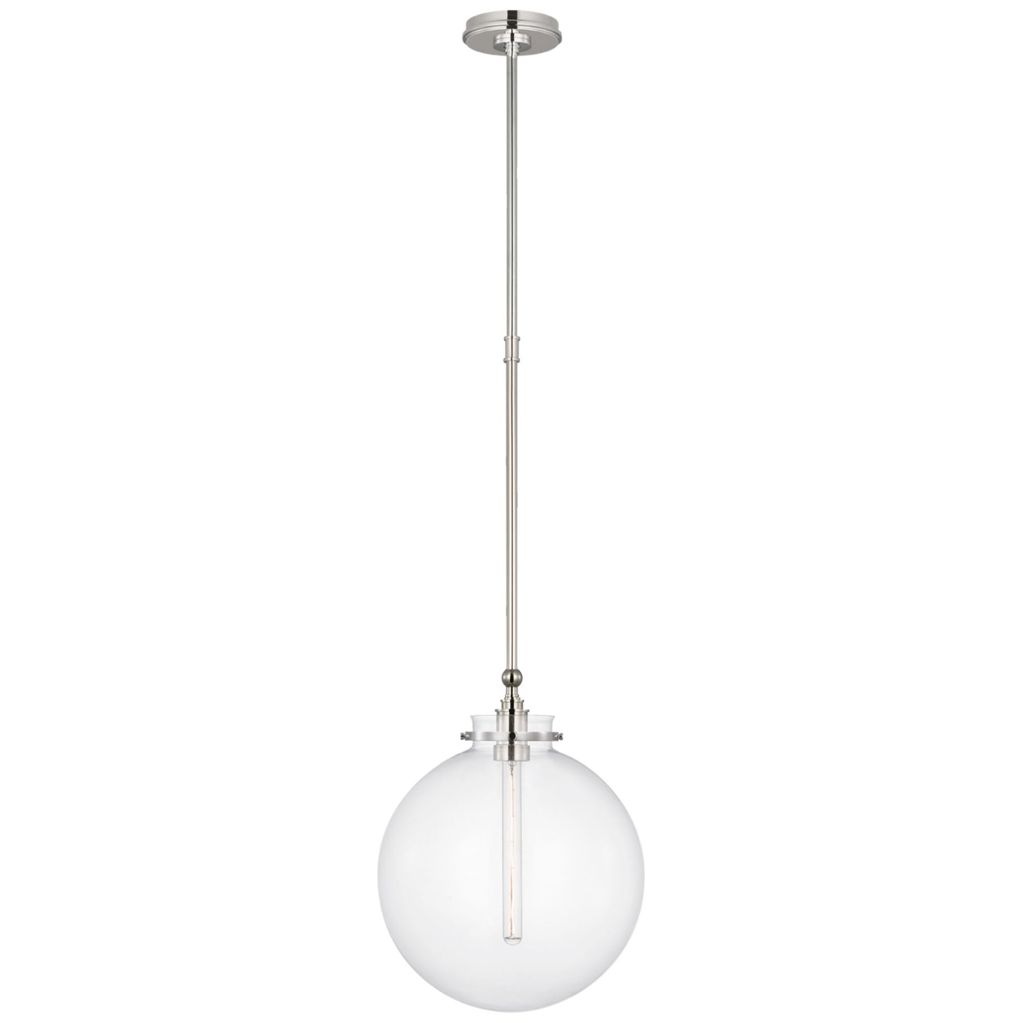 Chapman & Myers Parkington 14" Globe Pendant in Polished Nickel with Clear Glass Ceiling Light W14"
