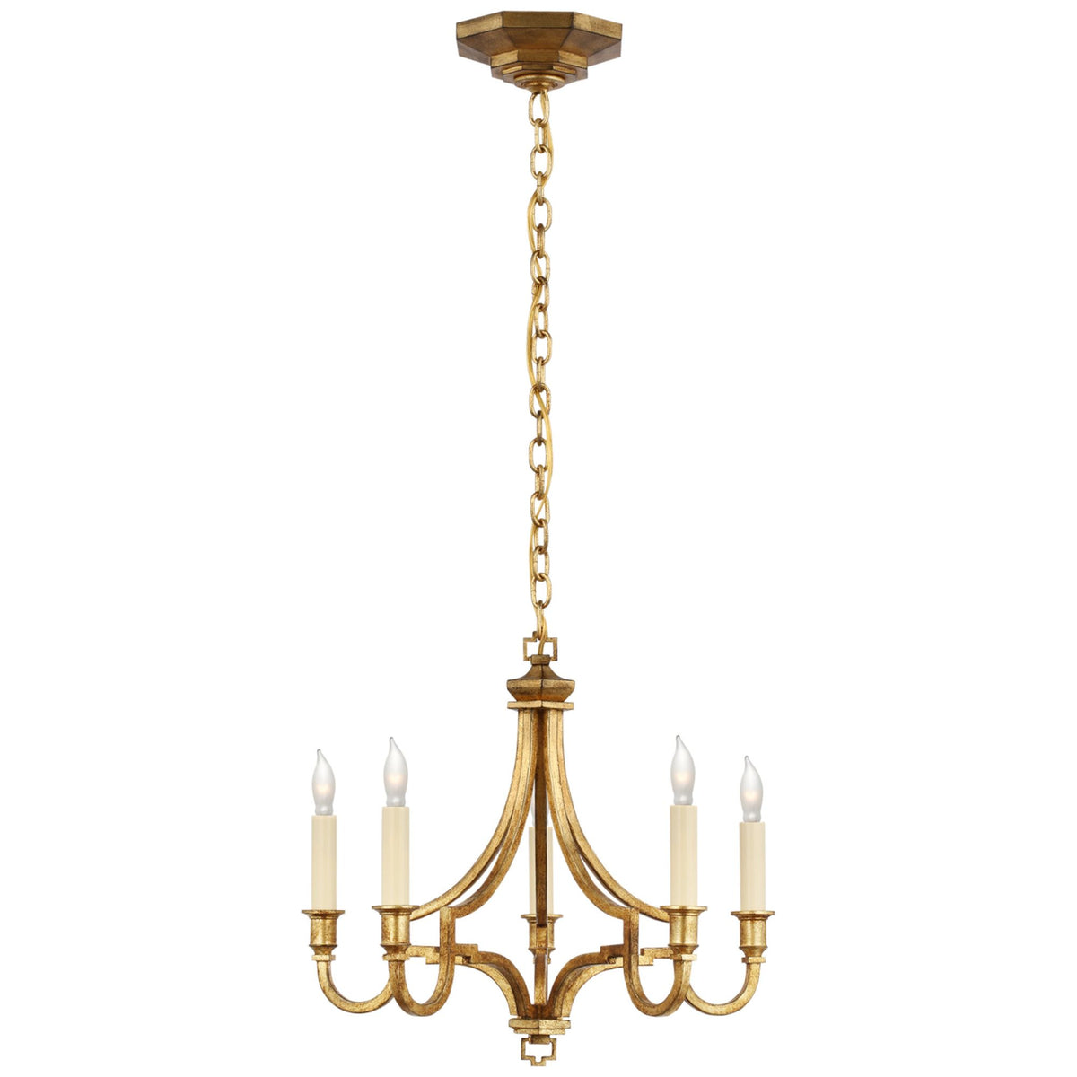 Chapman & Myers Mykonos Small Chandelier in Gilded Iron W15.5" x H14.25"