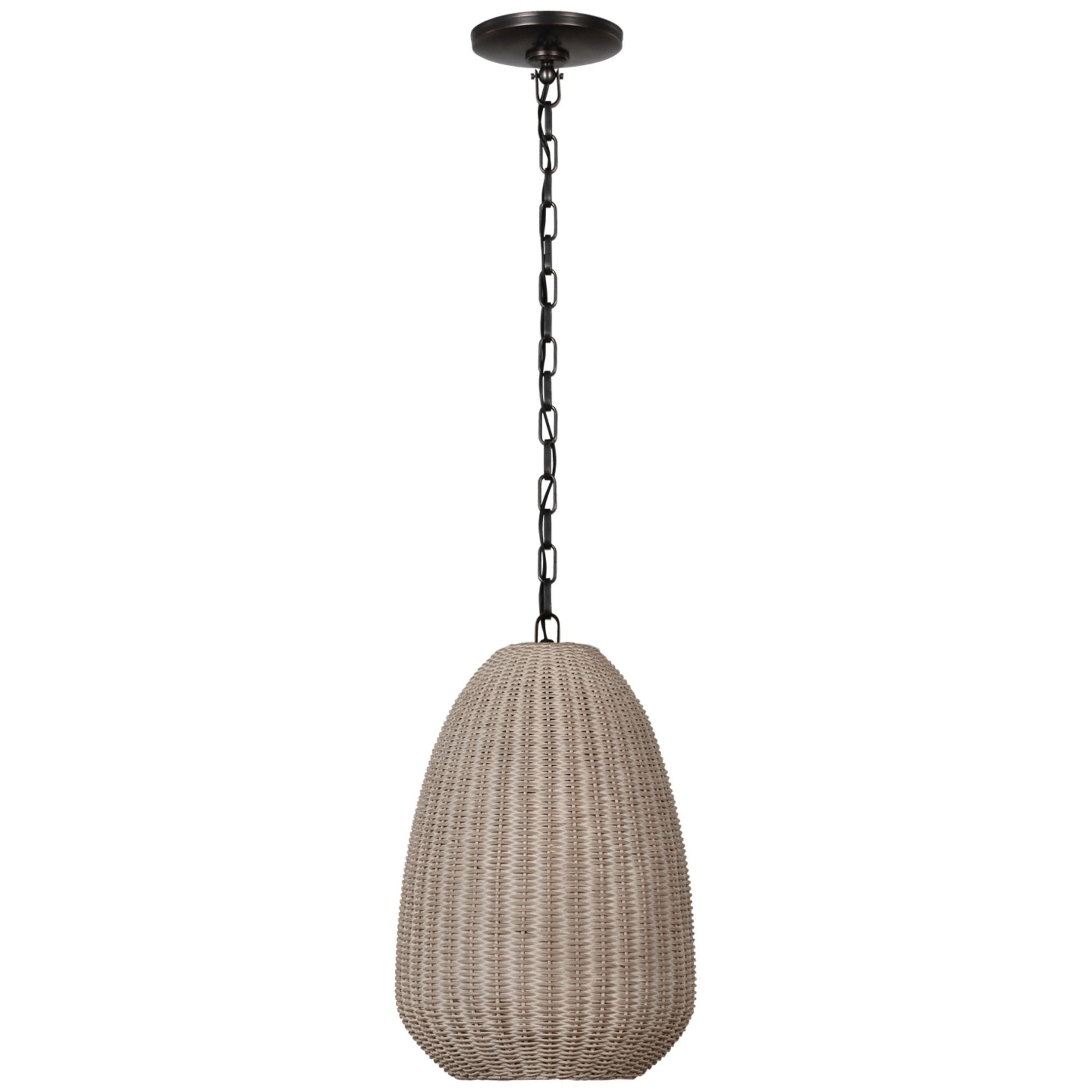 Chapman & Myers Kokomo 12" Pendant in Bronze with Ash Wicker Shade Ceiling Light W11.5" x H18.25"