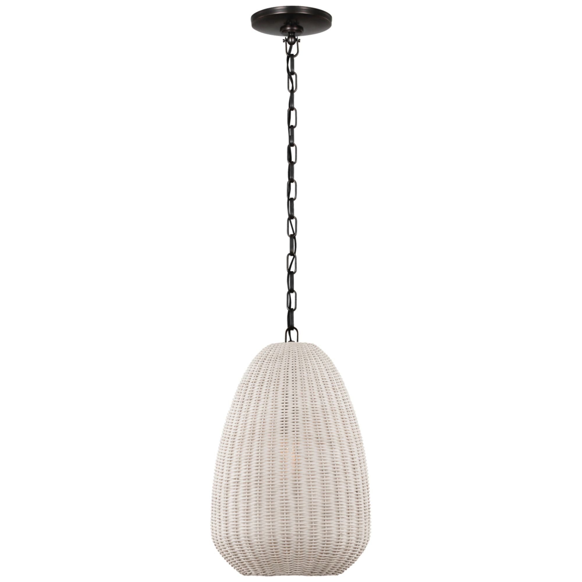 Chapman & Myers Kokomo 12" Pendant in Bronze with Chalk Wicker Shade Ceiling Light W11.5" x H18.25"