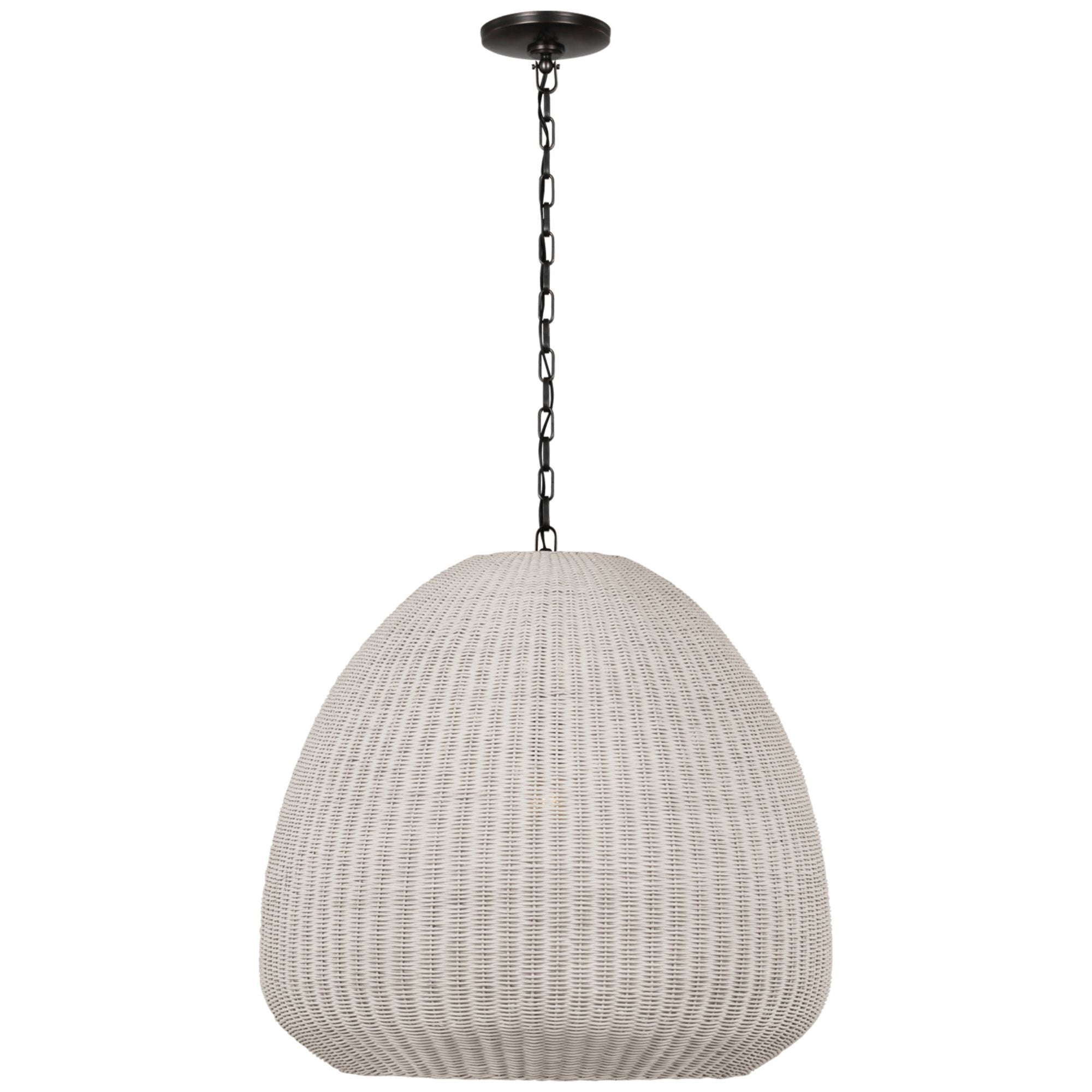 Chapman & Myers Kokomo 30" Domed Pendant in Bronze with Chalk Wicker Shade Ceiling Light W30" x H28.75"