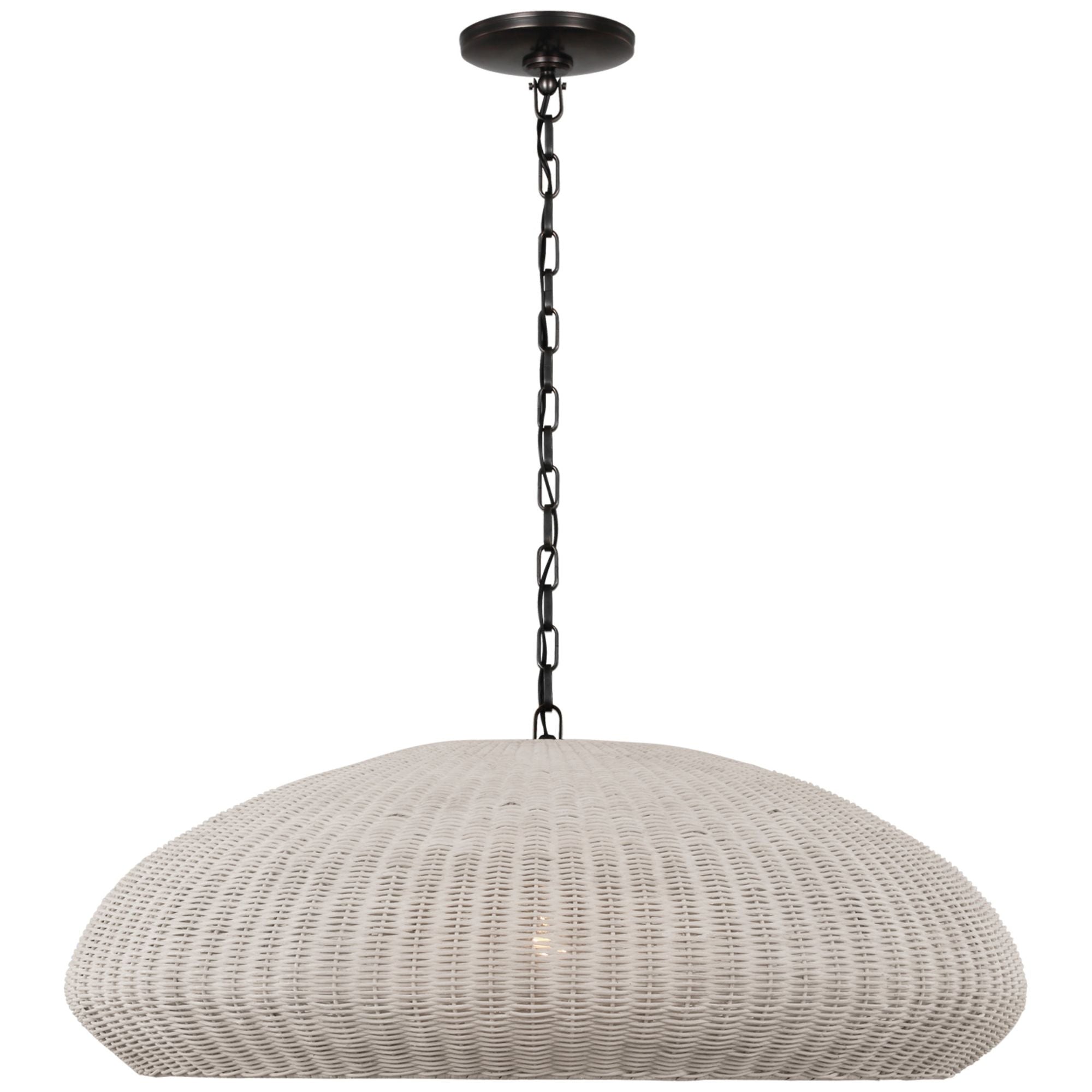 Chapman & Myers Kokomo 32" Wide Pendant in Bronze with Chalk Wicker Shade Ceiling Light W32" x H12.75"