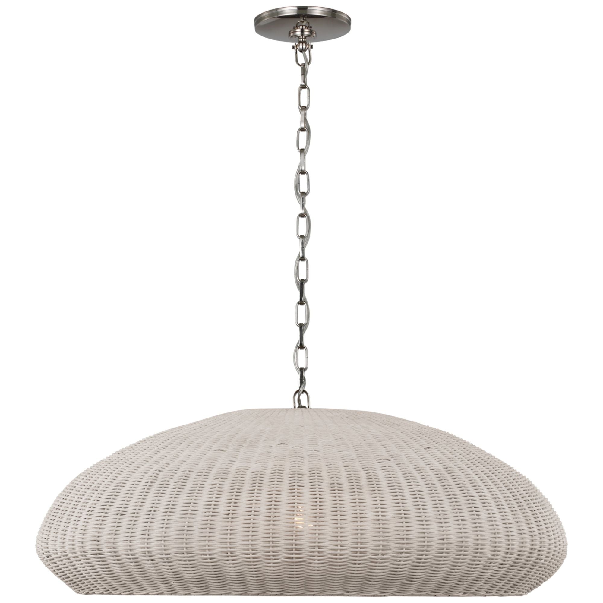 Chapman & Myers Kokomo 32" Wide Pendant in Polished Nickel with Chalk Wicker Shade Ceiling Light W32" x H12.75"