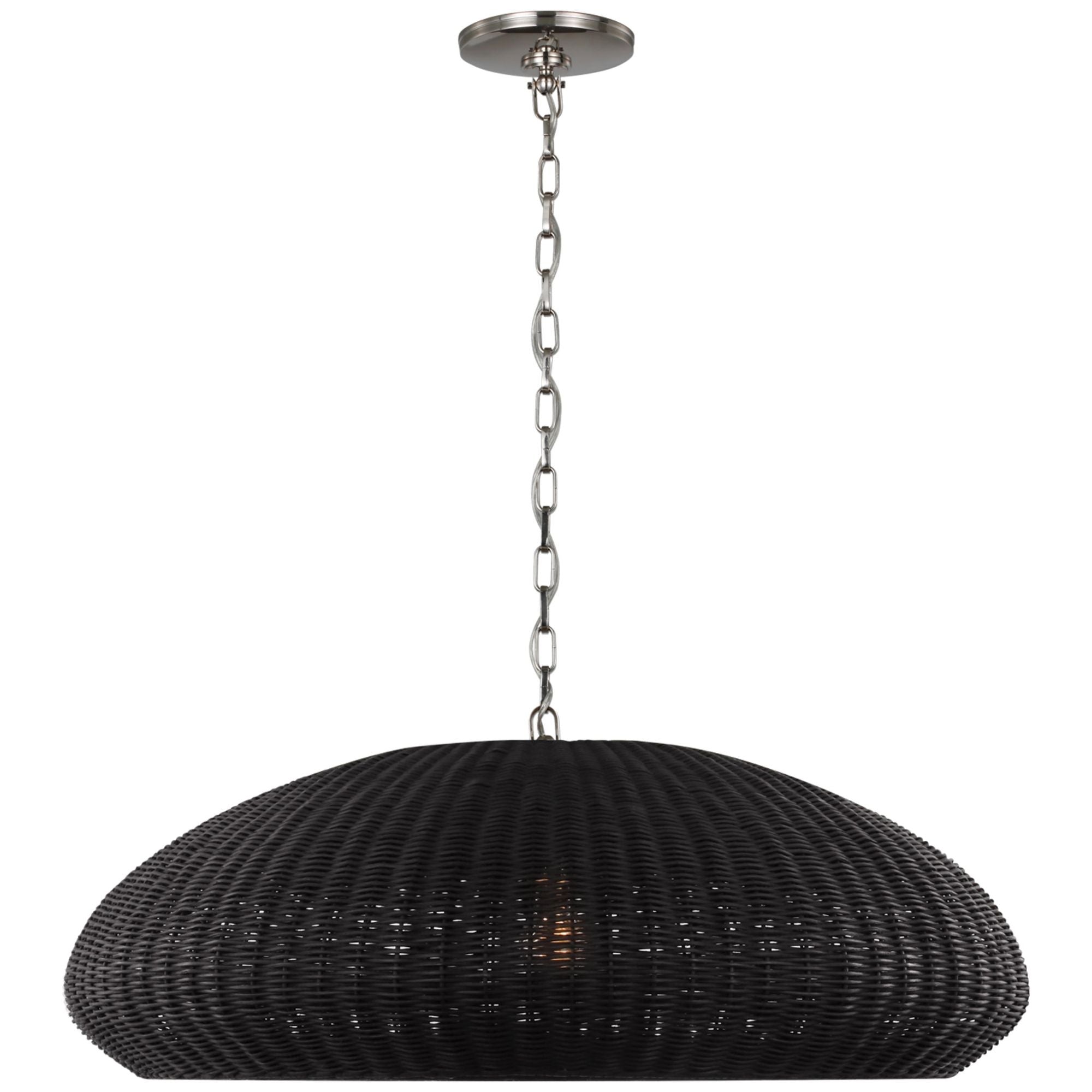 Chapman & Myers Kokomo 32" Wide Pendant in Polished Nickel with Charcoal Wicker Shade Ceiling Light W32" x H12.75"